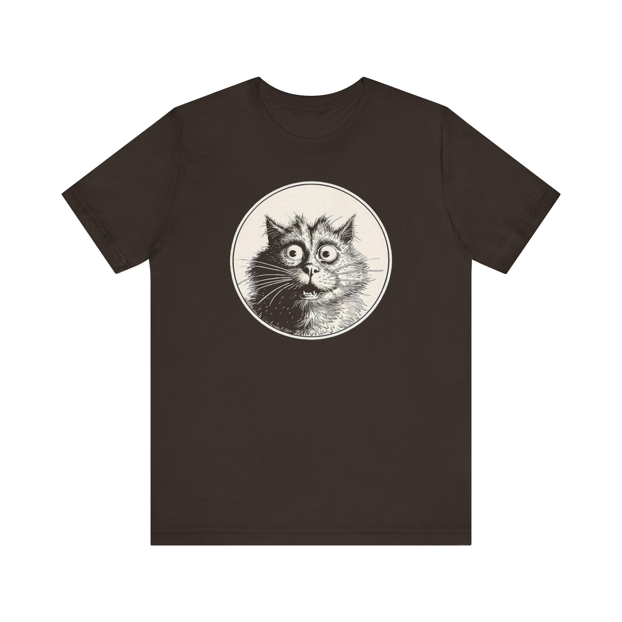 Surprised Cat Graphic Tee – Vintage Style Cat Lover Shirt