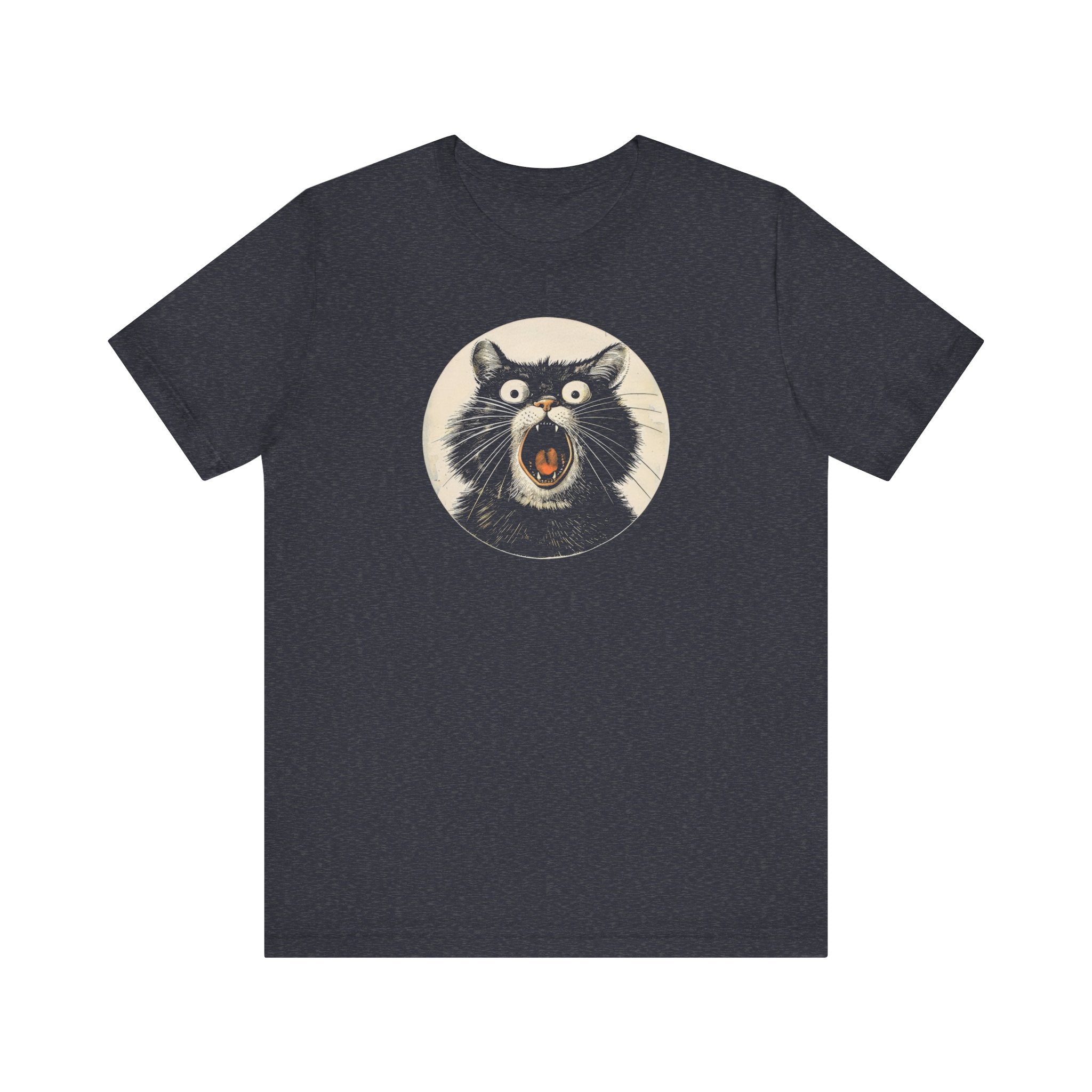 Screaming Black Cat Graphic Tee – Vintage Style Cat Lover Shirt