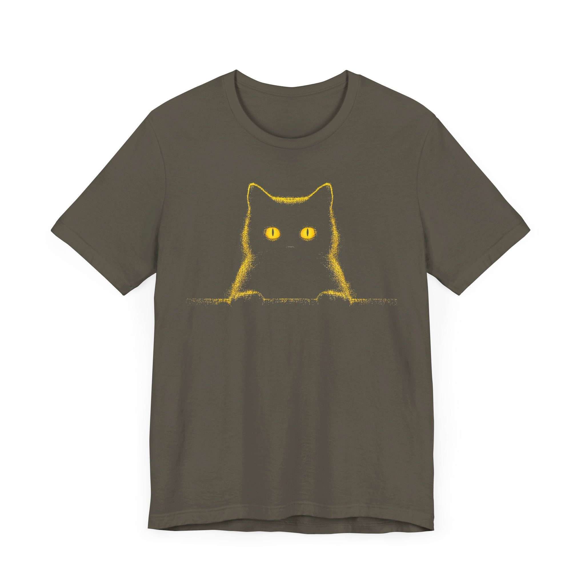 Glowing Eyes Black Cat Graphic Tee – Mysterious Feline Lover Shirt