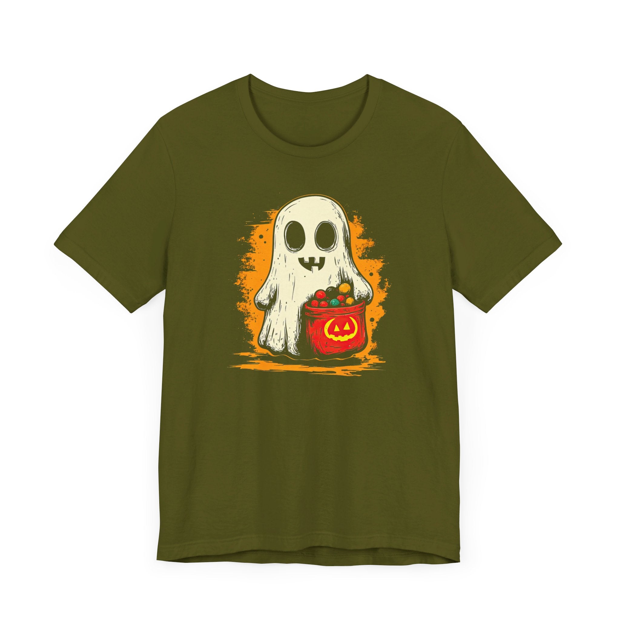 Cute Ghost Halloween Graphic Tee – Spooky Pumpkin Candy Design Shirt