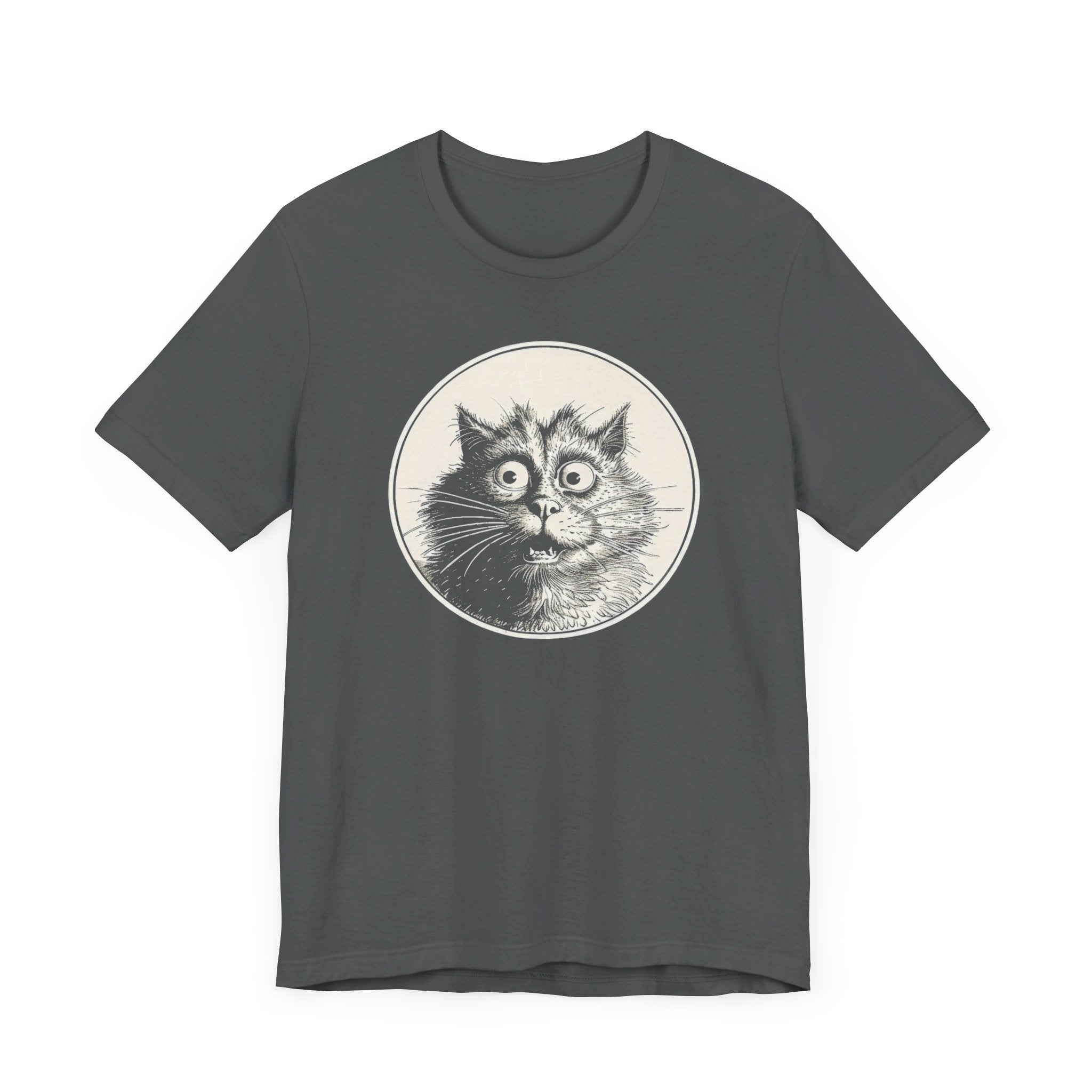 Surprised Cat Graphic Tee – Vintage Style Cat Lover Shirt