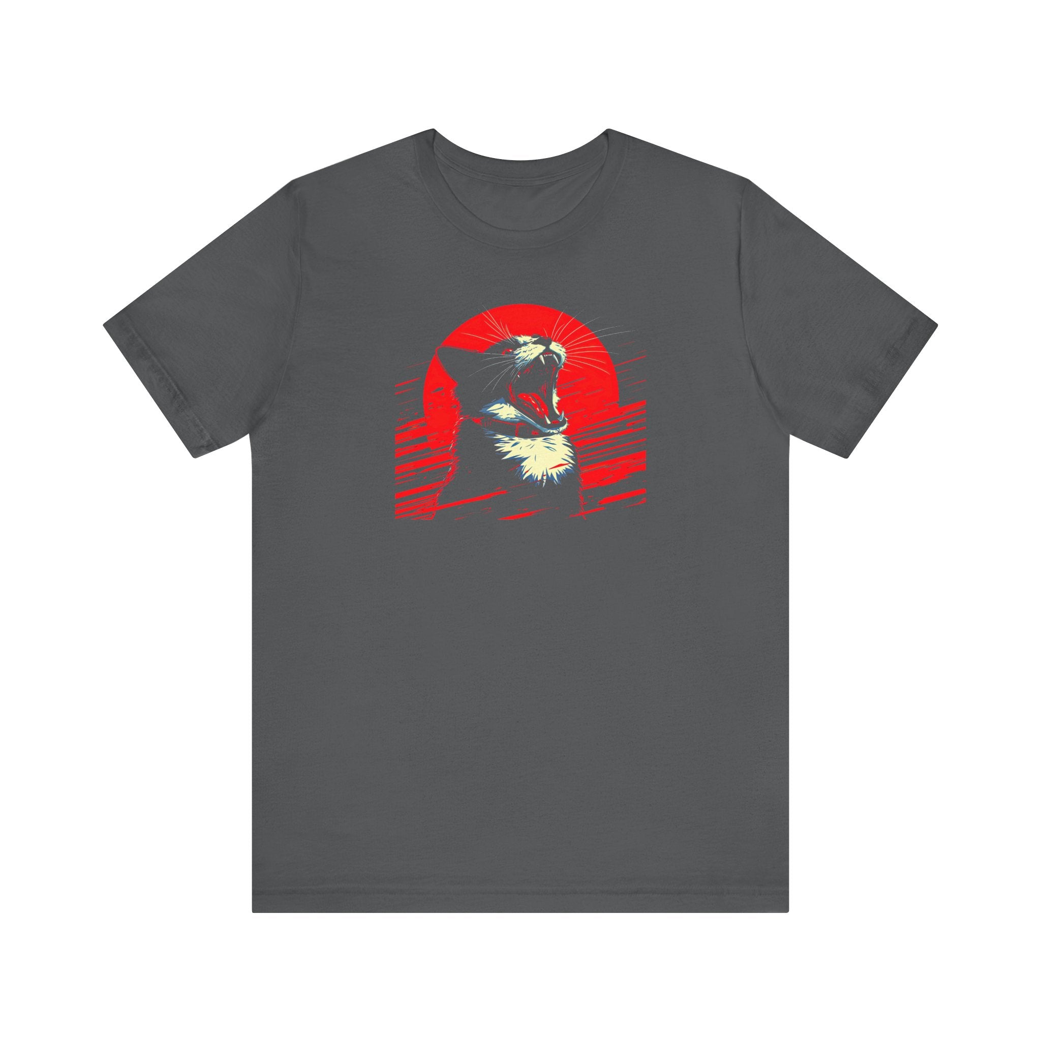 Roaring Cat T-Shirt – Fierce Red Sun Cat Graphic Tee