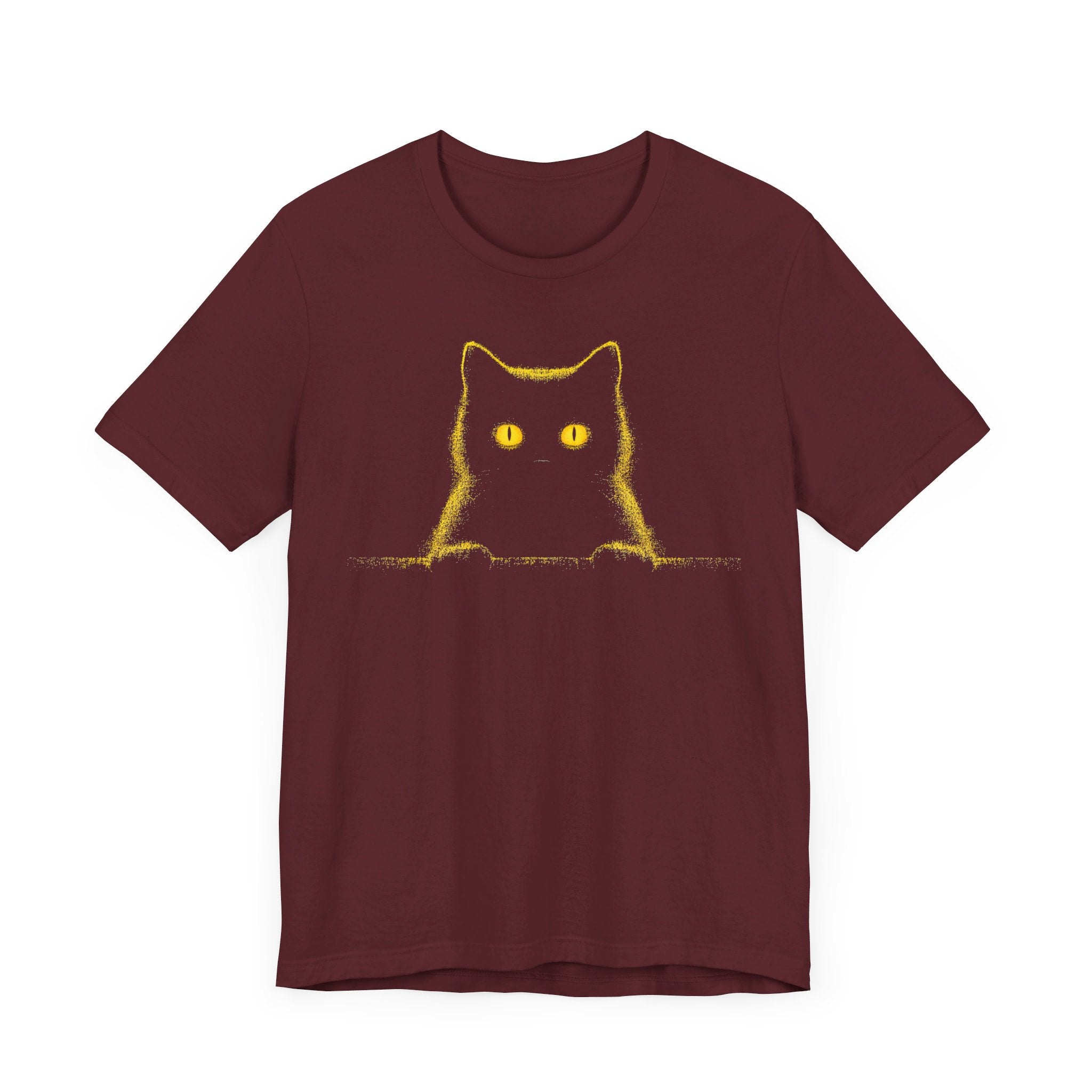 Glowing Eyes Black Cat Graphic Tee – Mysterious Feline Lover Shirt