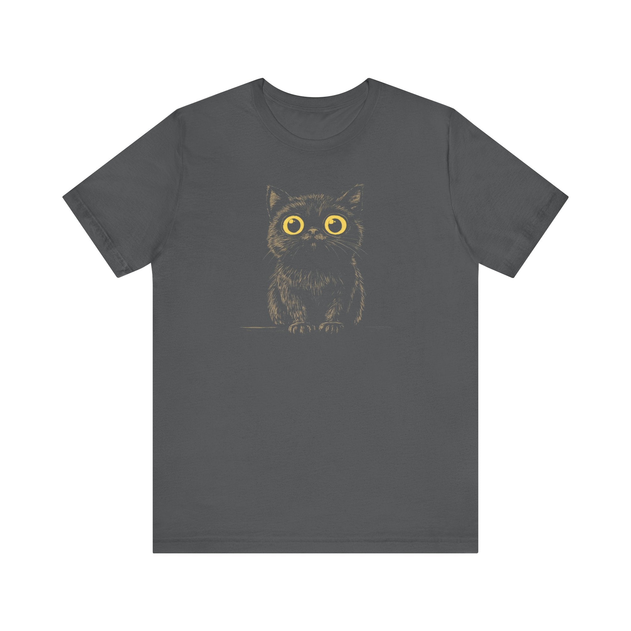 Cute Wide-Eyed Black Cat Graphic Tee