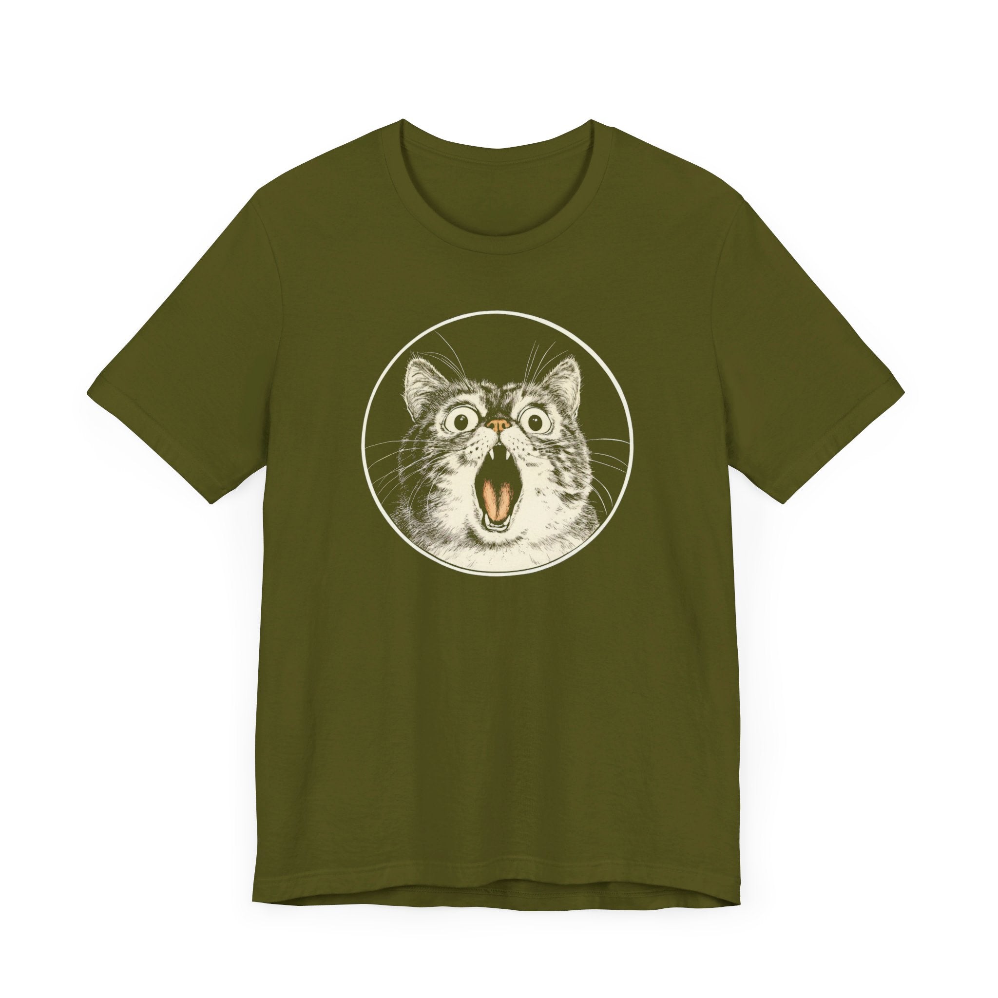 Surprised Cat Graphic Tee – Vintage Style Cat Lover Shirt