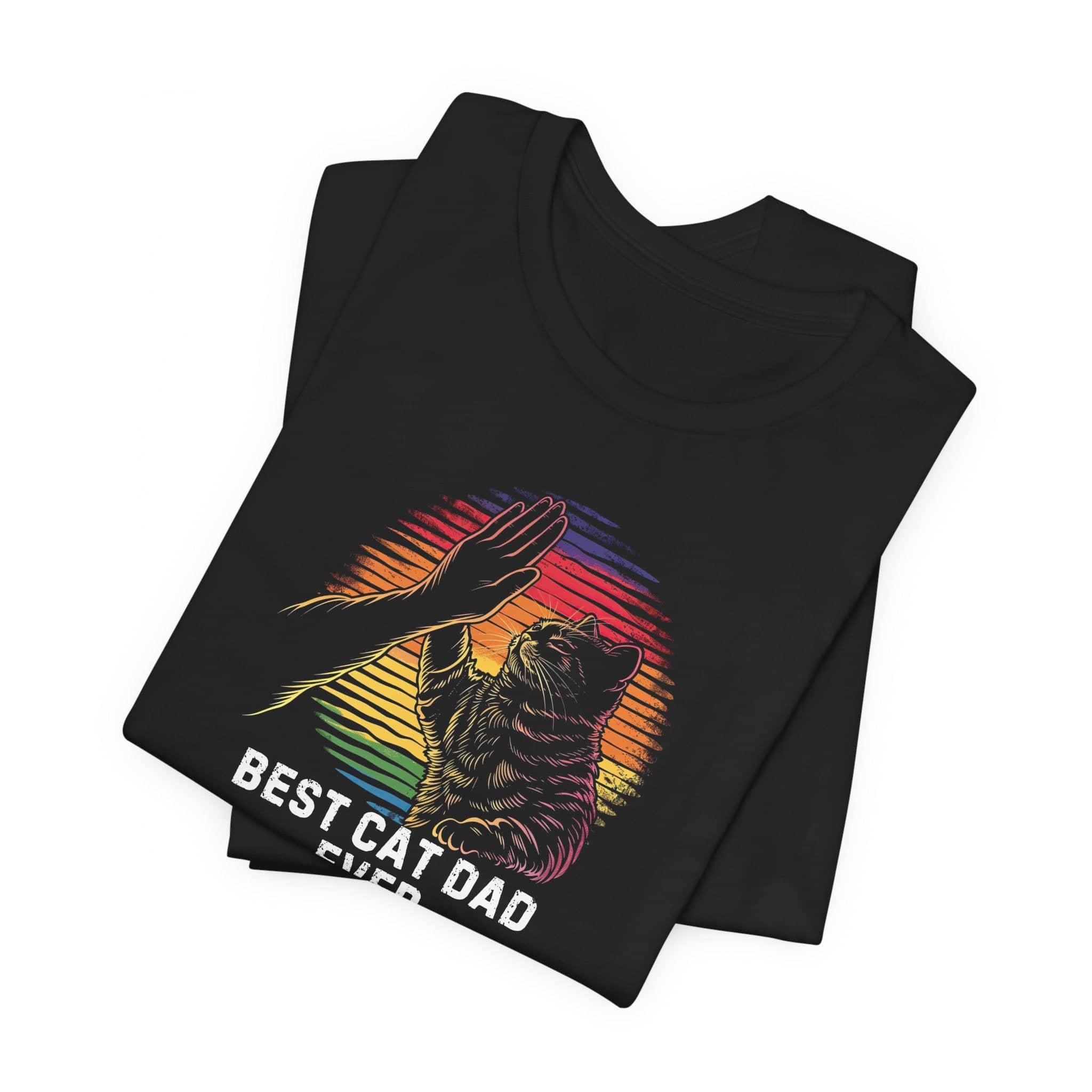 Best Cat Dad Ever Retro High Five Shirt Funny Cat Lover Tee
