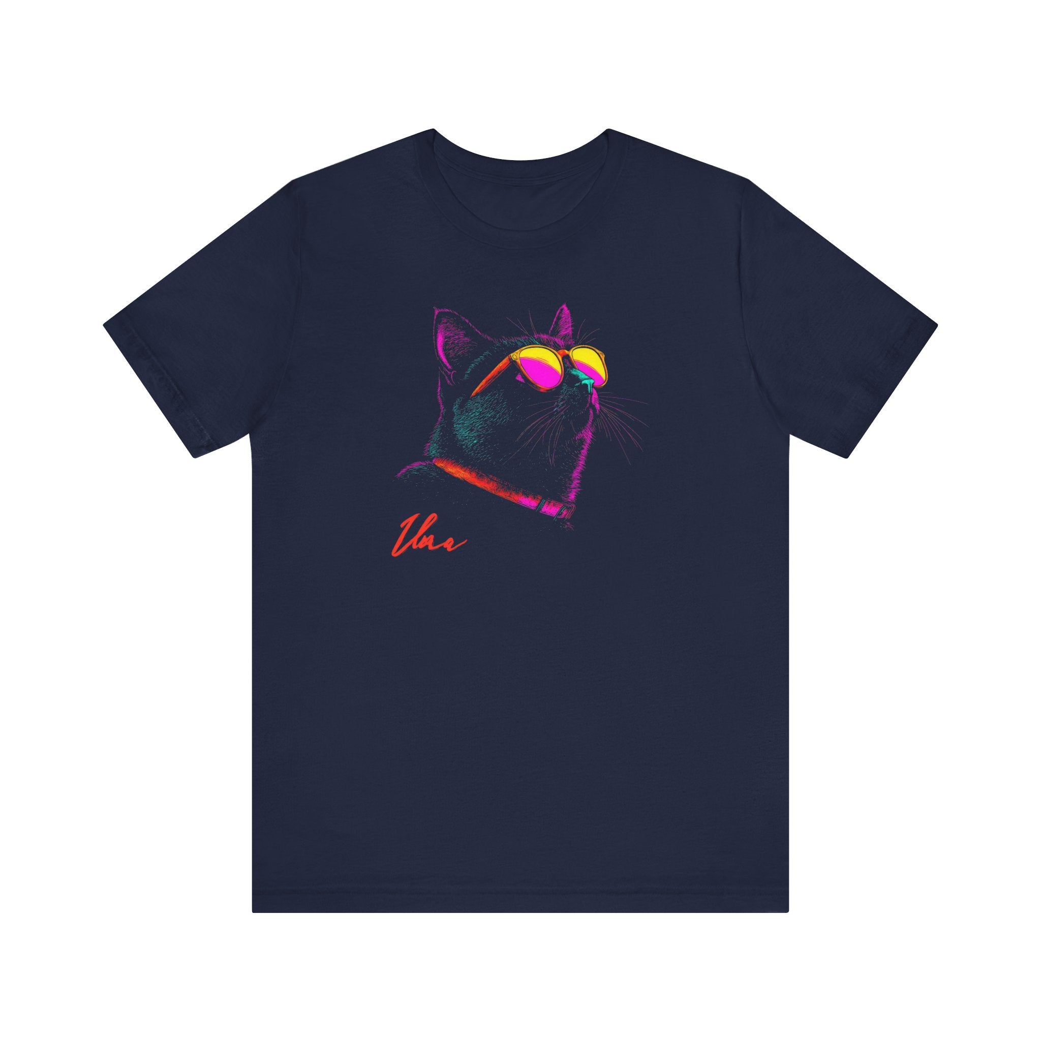 Neon Cool Cat Graphic Tee – Retro Vibes Cat Lover Shirt