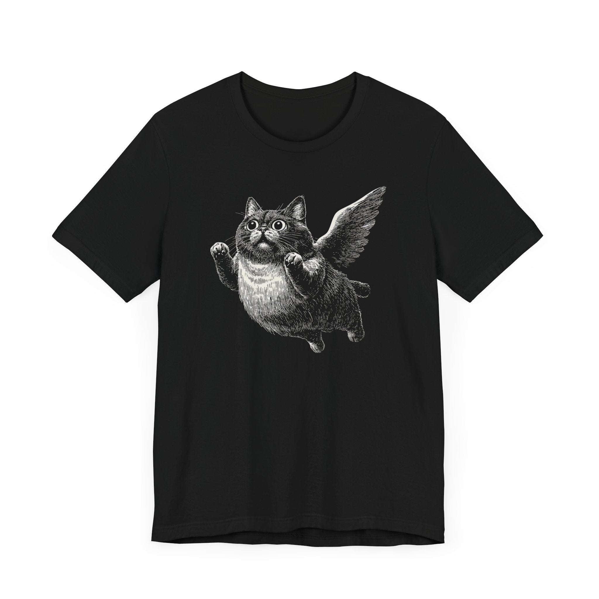 Flying Chubby Cat with Wings Graphic T-Shirt