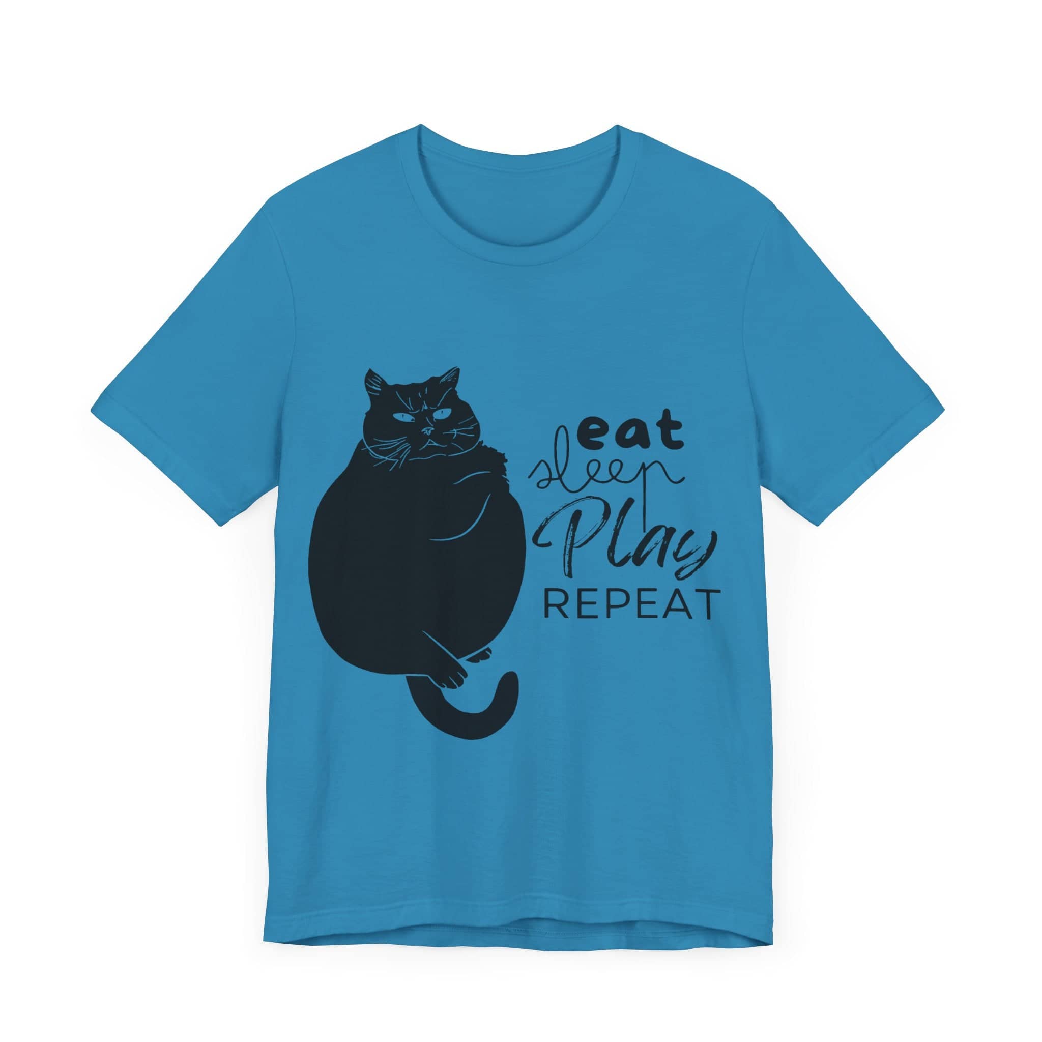 Cat's Daily Mantra - 'Eat Sleep Play Repeat' Casual T-Shirt Unisex Jersey Short Sleeve Tee