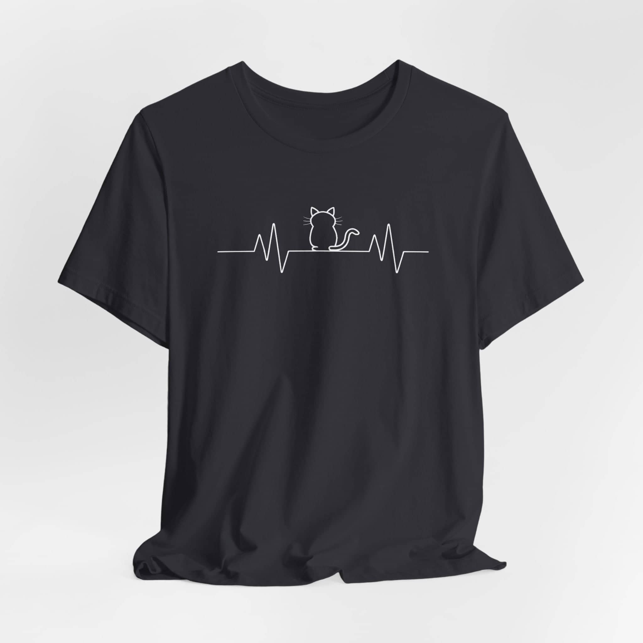 Minimalist Cat Heartbeat Shirt Simple Cat Lover Gift