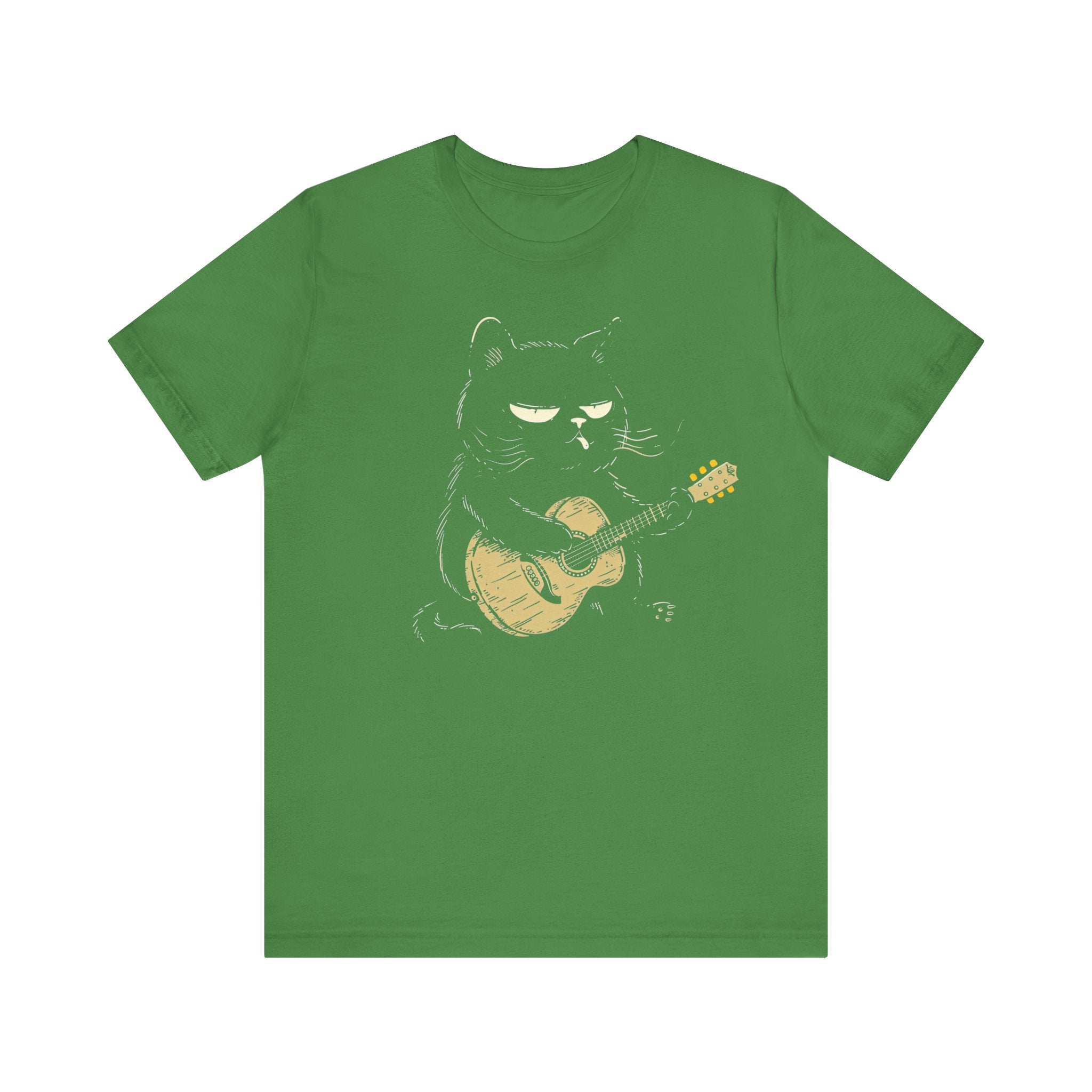 Grumpy Guitar Cat T-Shirt - Cool Cat Playing Guitar Design