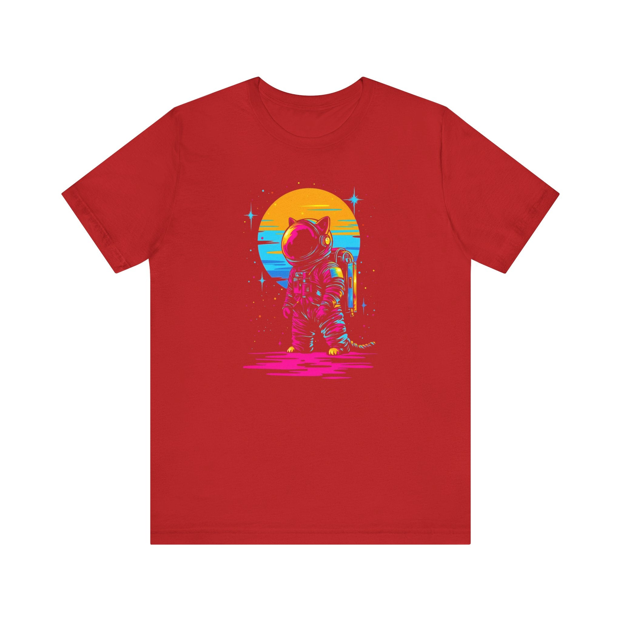 Neon Sunset Astronaut Cat T-Shirt