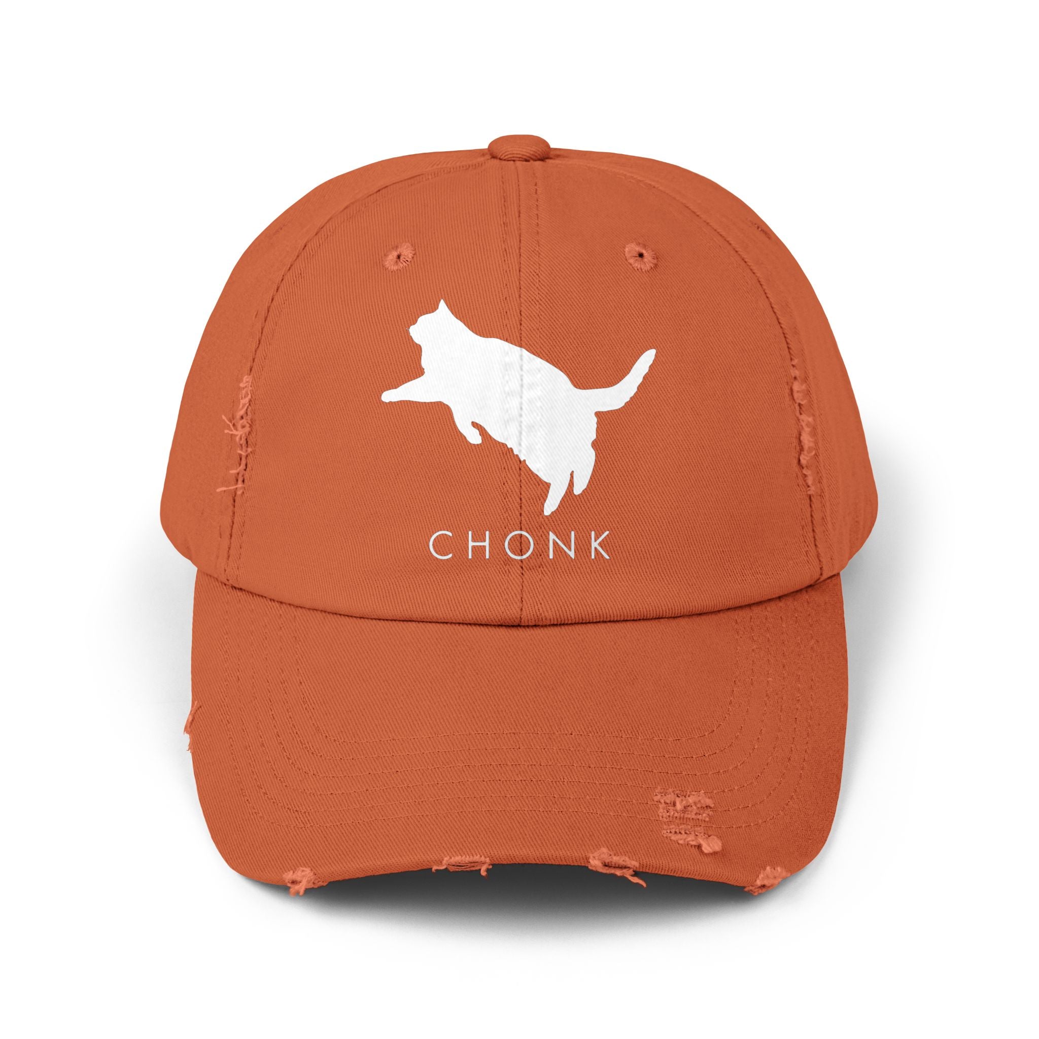 Distressed Cat Lover Cap (White Logo), Funny Pet Hat for Cat Owners, Adjustable Cap for Summer, Gift for Cat Lovers, Cute Chonk Cap