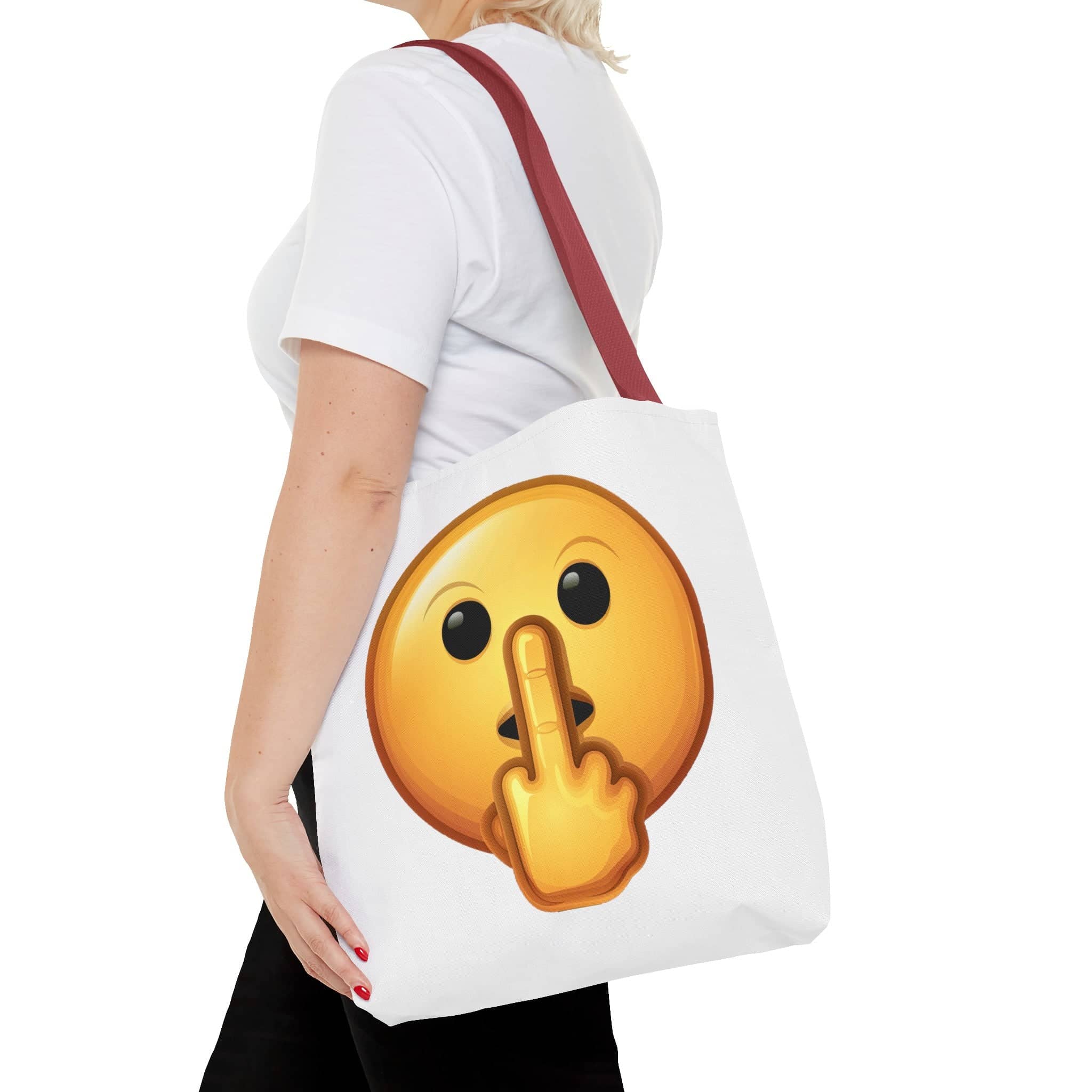 Middle Finger FU Shh Silent Protest Emoji Tote Bag (AOP)