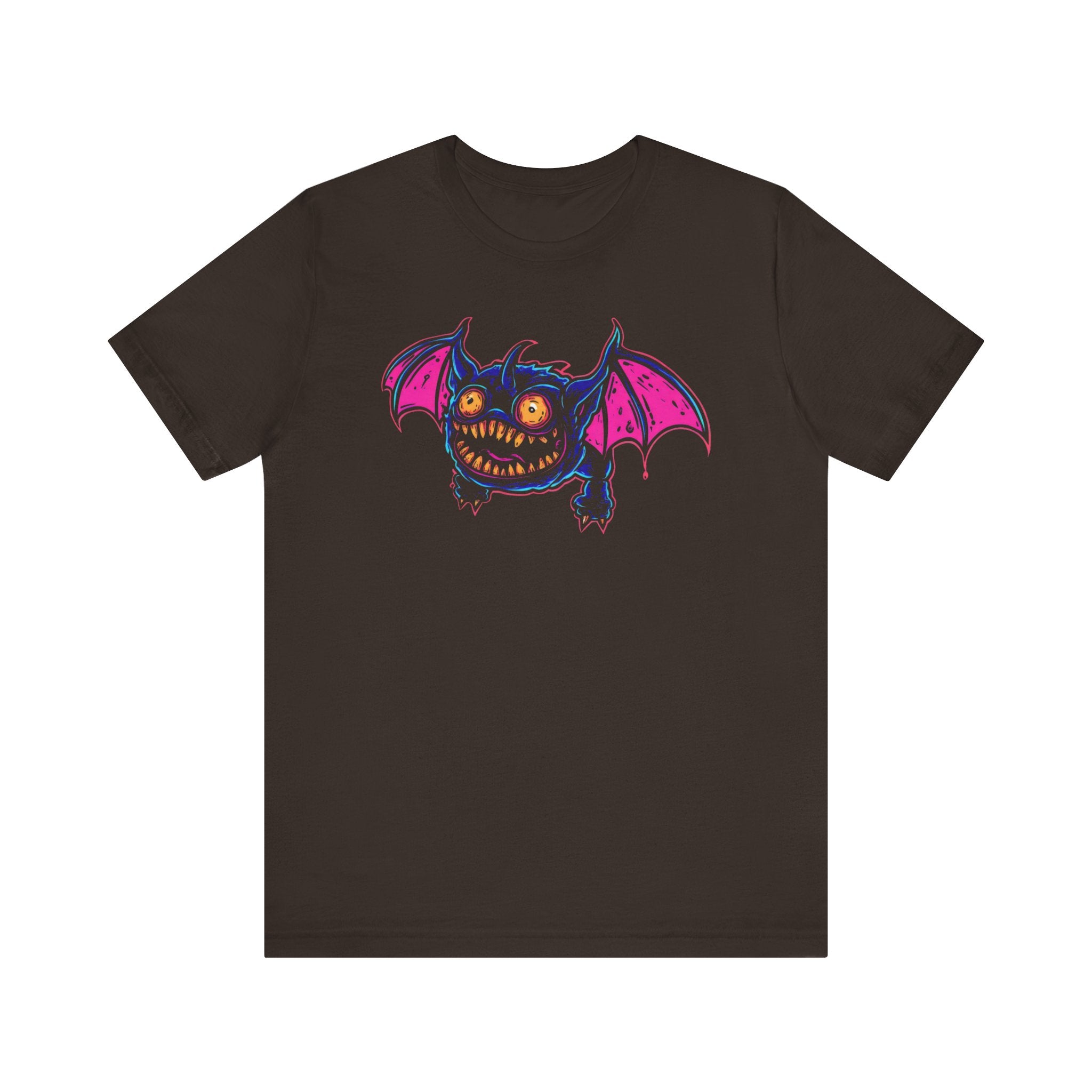 Neon Bat Creature T-Shirt Vibrant Fantasy Monster Graphic Tee