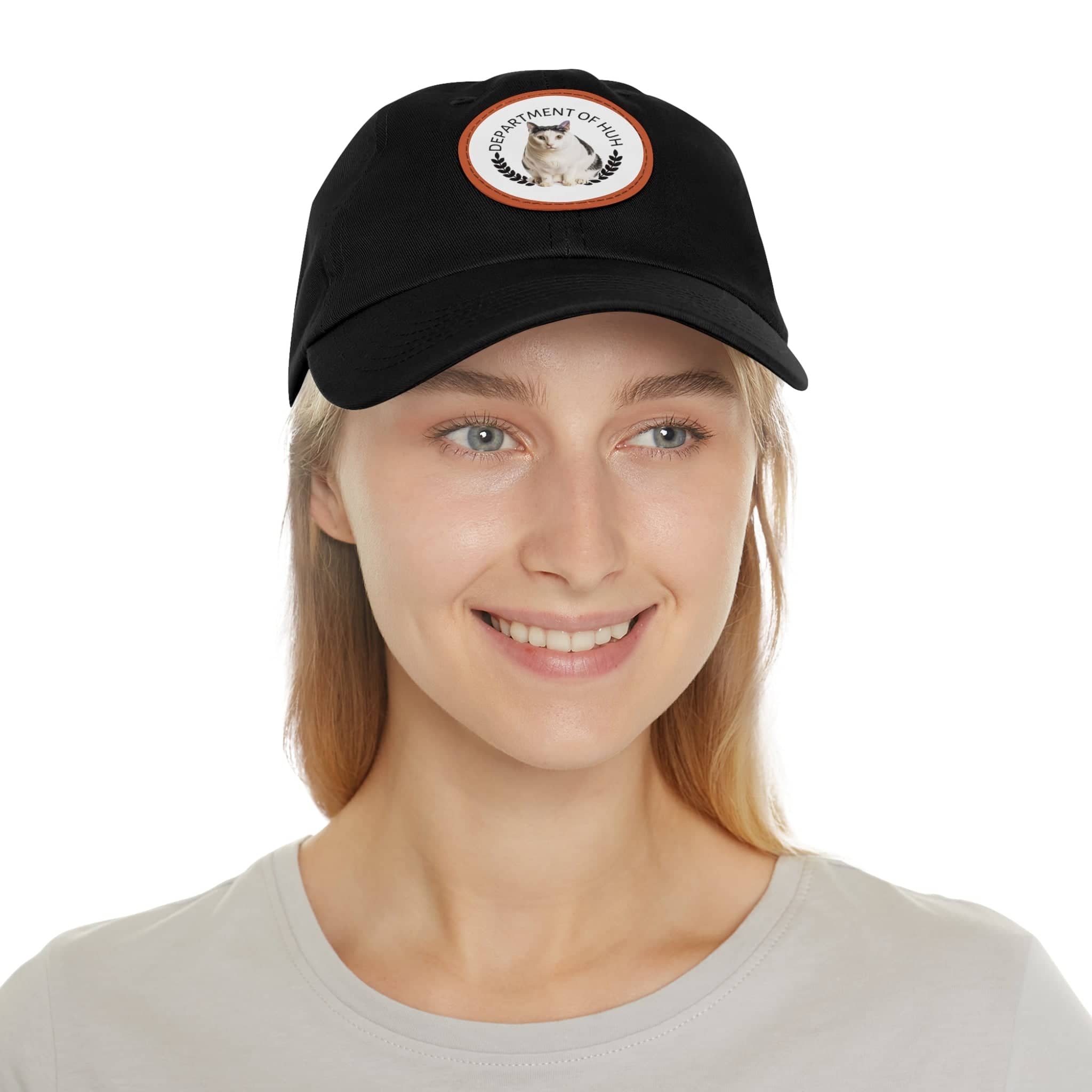 Department of HUH Cat Dad Hat with Leather Patch (Round)