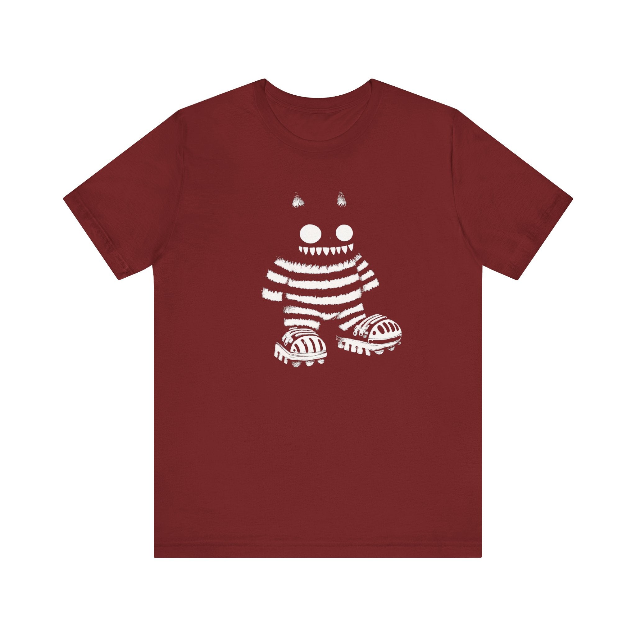 Striped Cat Monster Graphic Tee – Playful and Edgy Creature Design Shirt