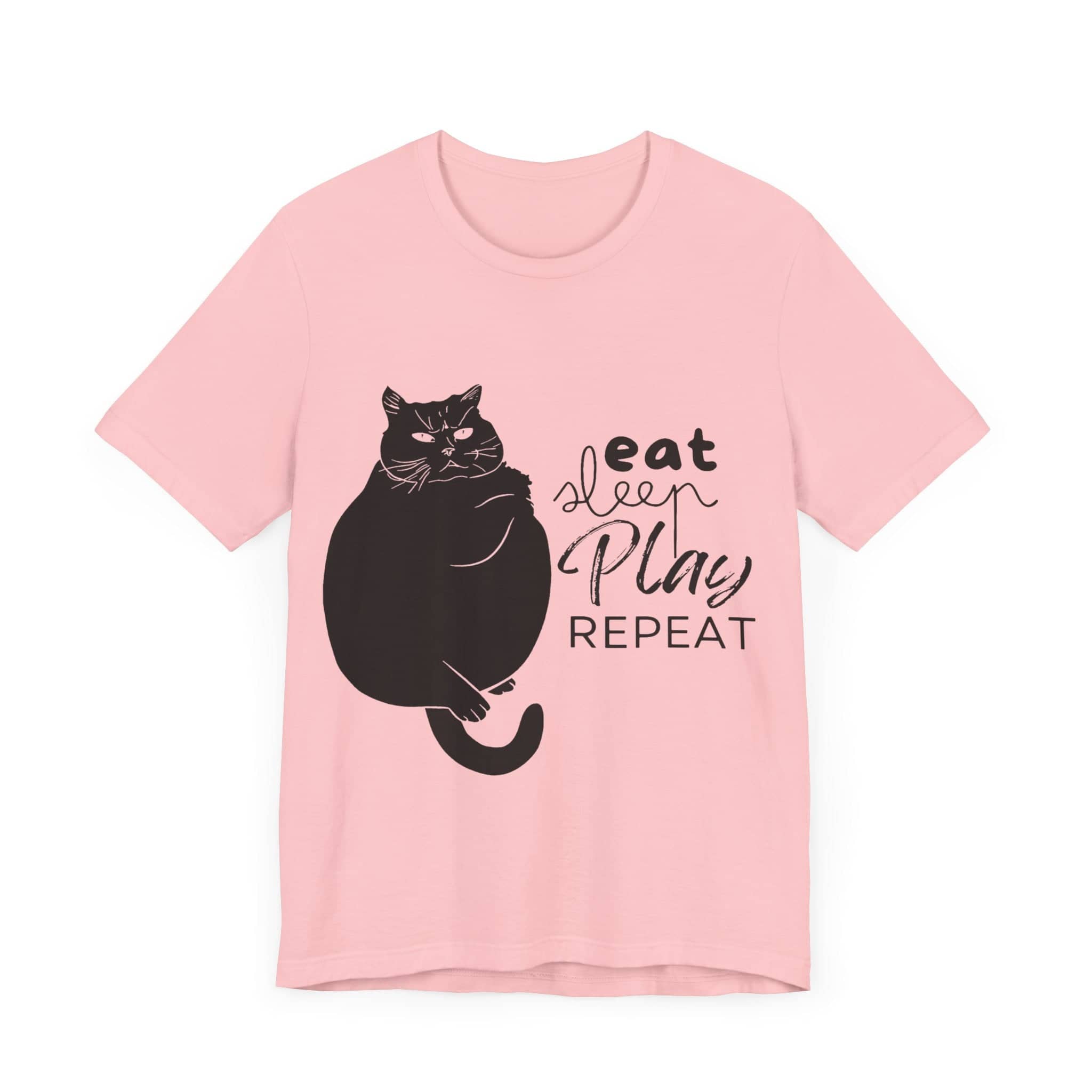 Cat's Daily Mantra - 'Eat Sleep Play Repeat' Casual T-Shirt Unisex Jersey Short Sleeve Tee