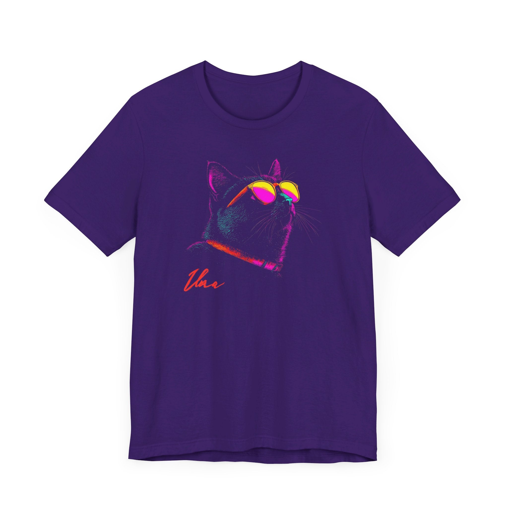 Neon Cool Cat Graphic Tee – Retro Vibes Cat Lover Shirt