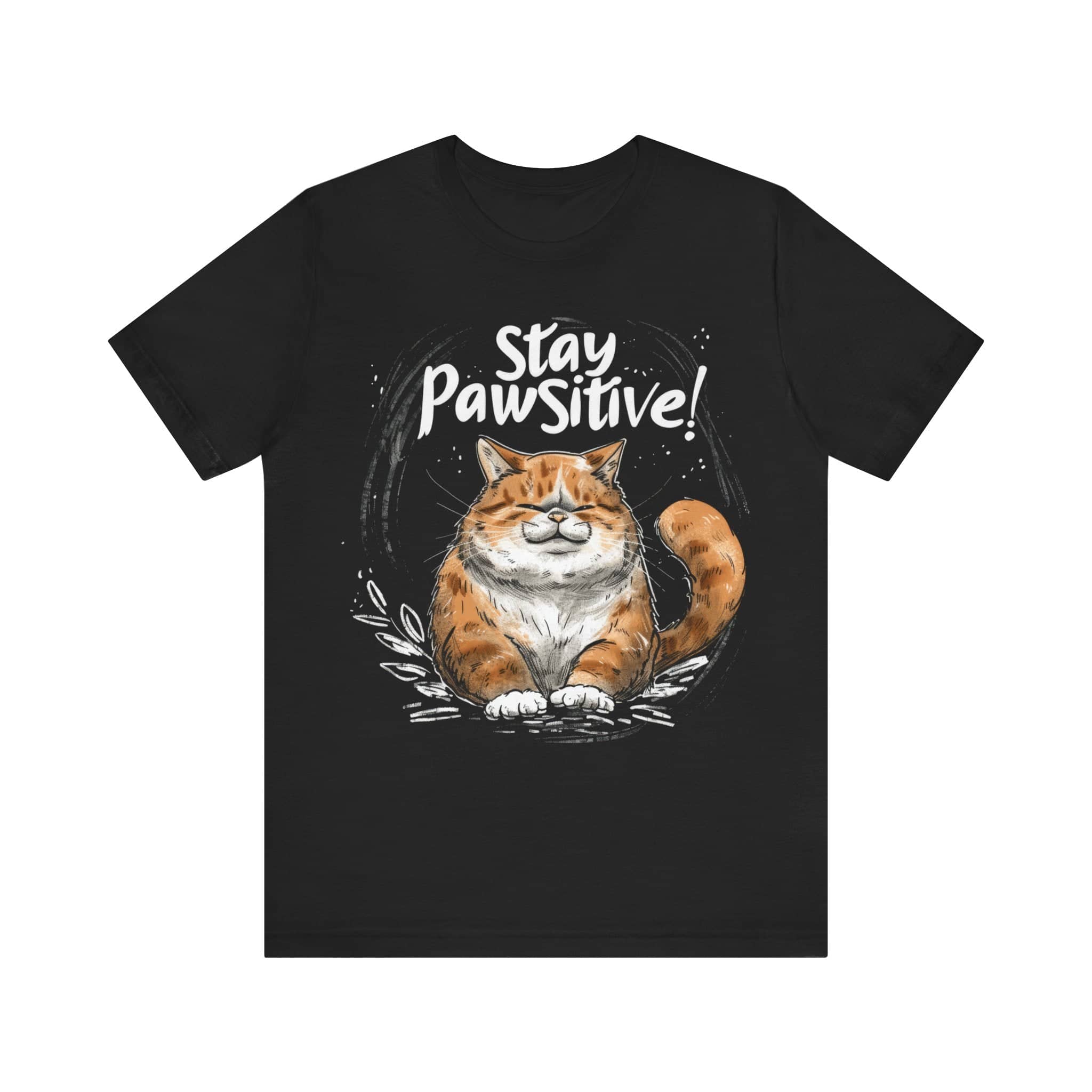 Stay Pawsitive Cat T-Shirt Cute Motivational Cat Lover Tee