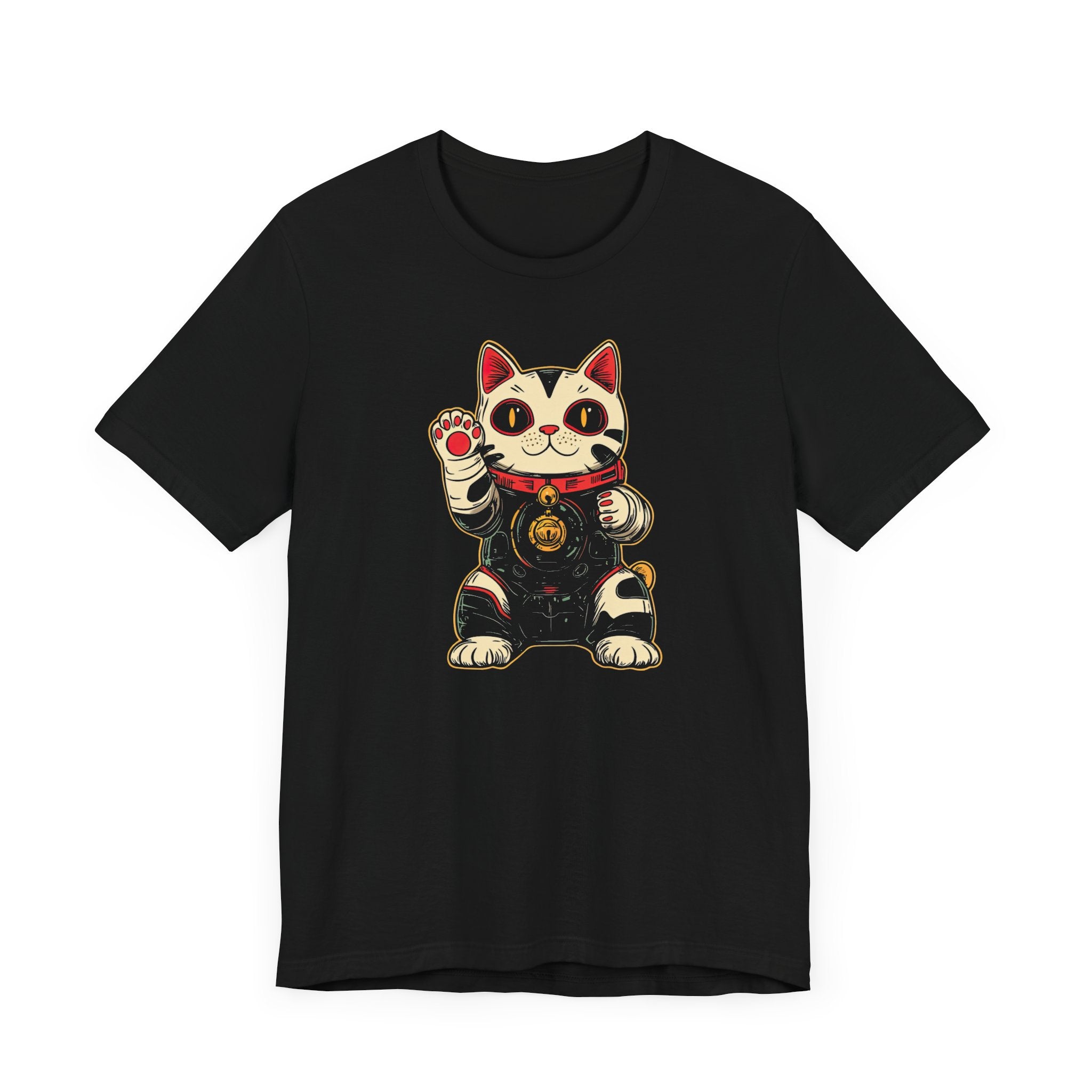 Lucky Cat Robot T-Shirt - Futuristic Maneki-Neko Design