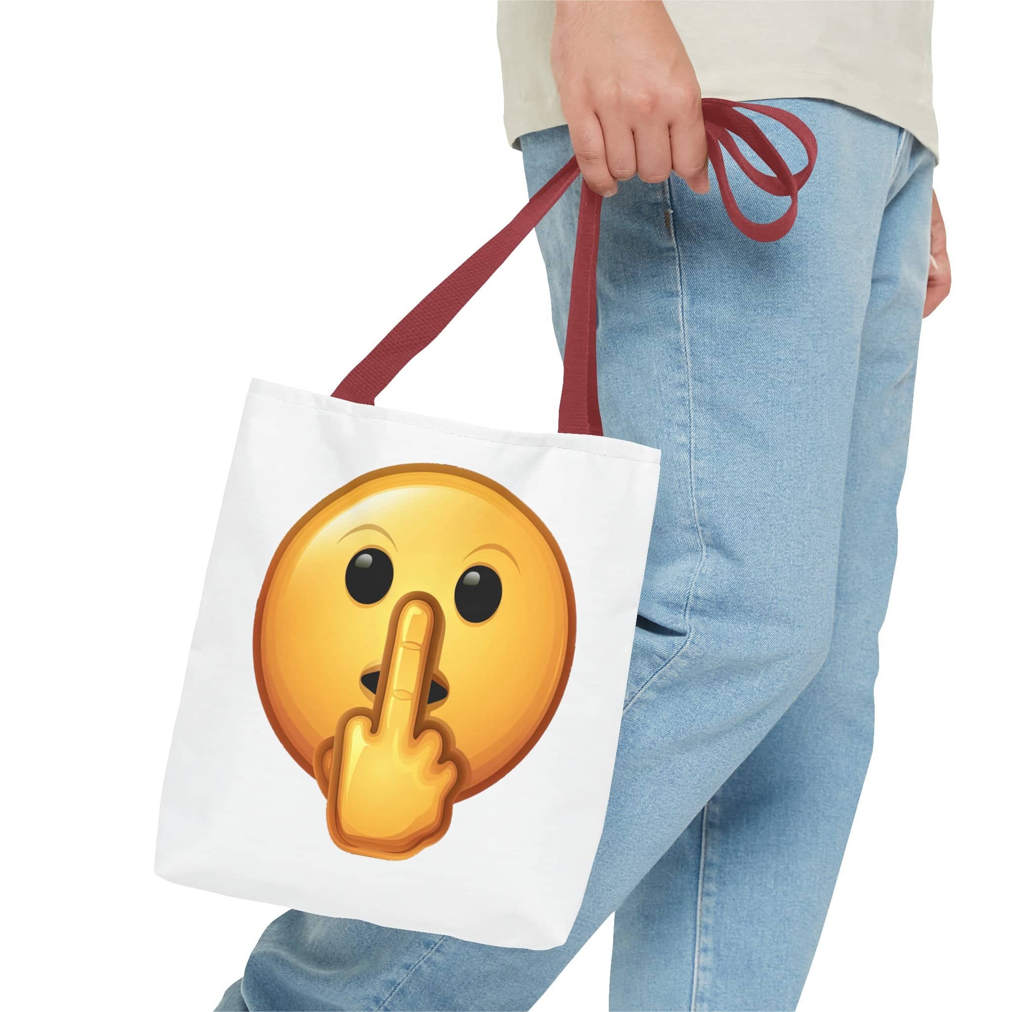 Middle Finger FU Shh Silent Protest Emoji Tote Bag (AOP)