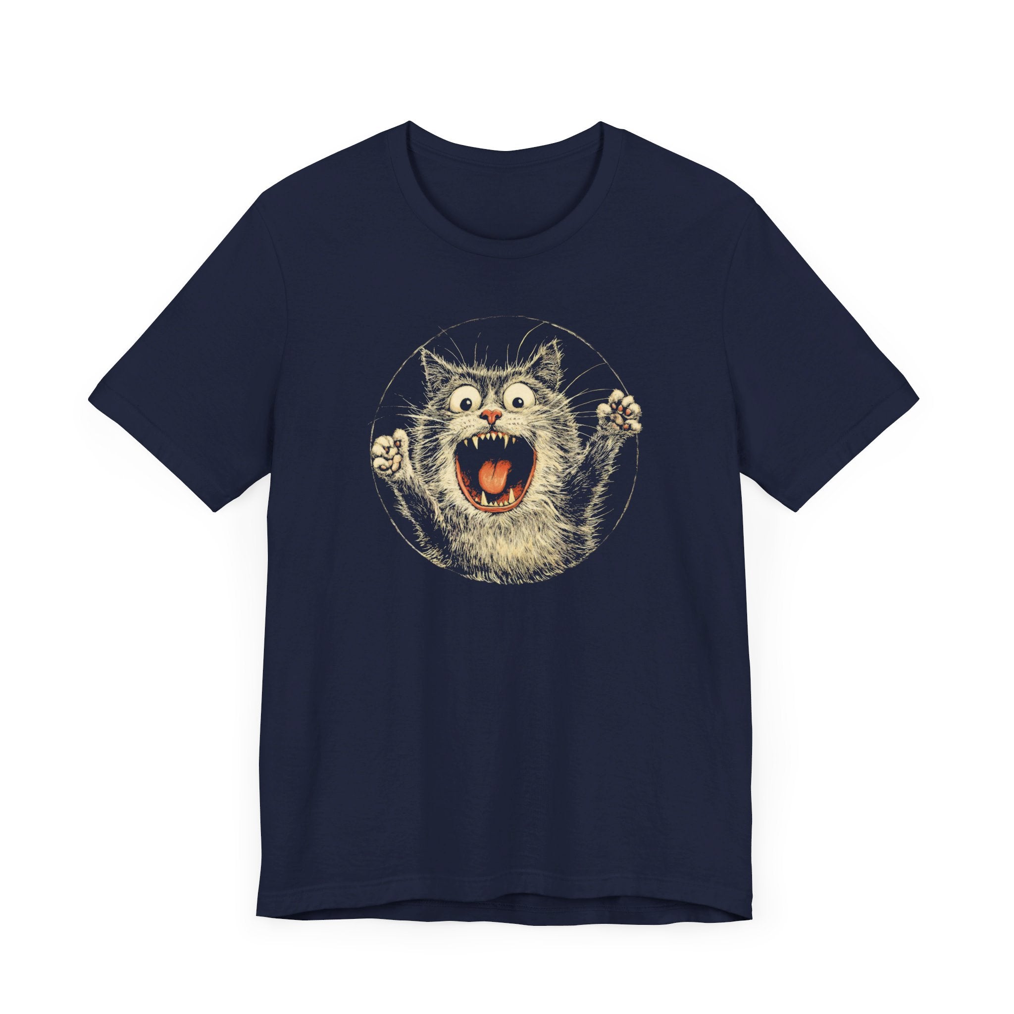 Fierce Cat Graphic Tee – Vintage Style Cat Lover Shirt