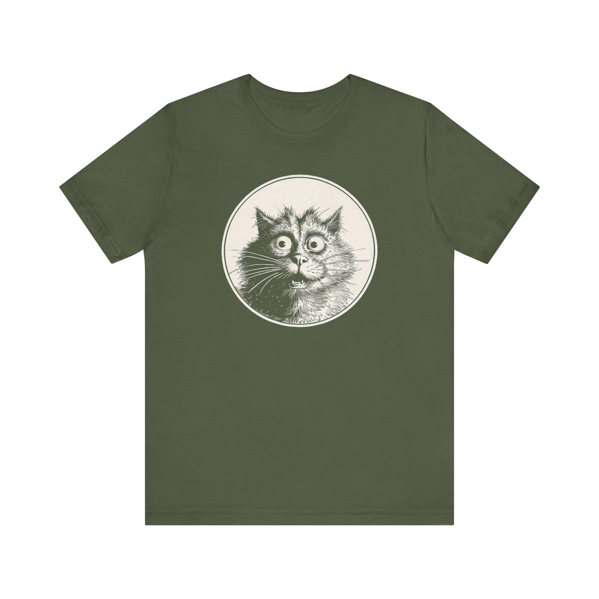 Surprised Cat Graphic Tee – Vintage Style Cat Lover Shirt