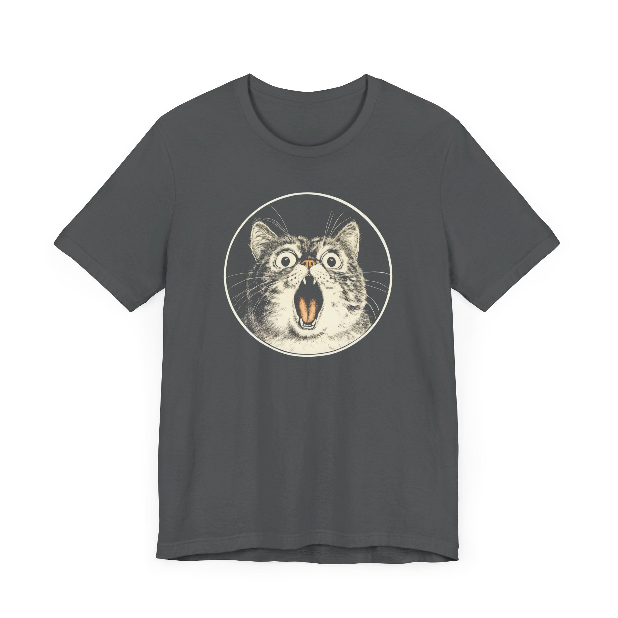 Surprised Cat Graphic Tee – Vintage Style Cat Lover Shirt