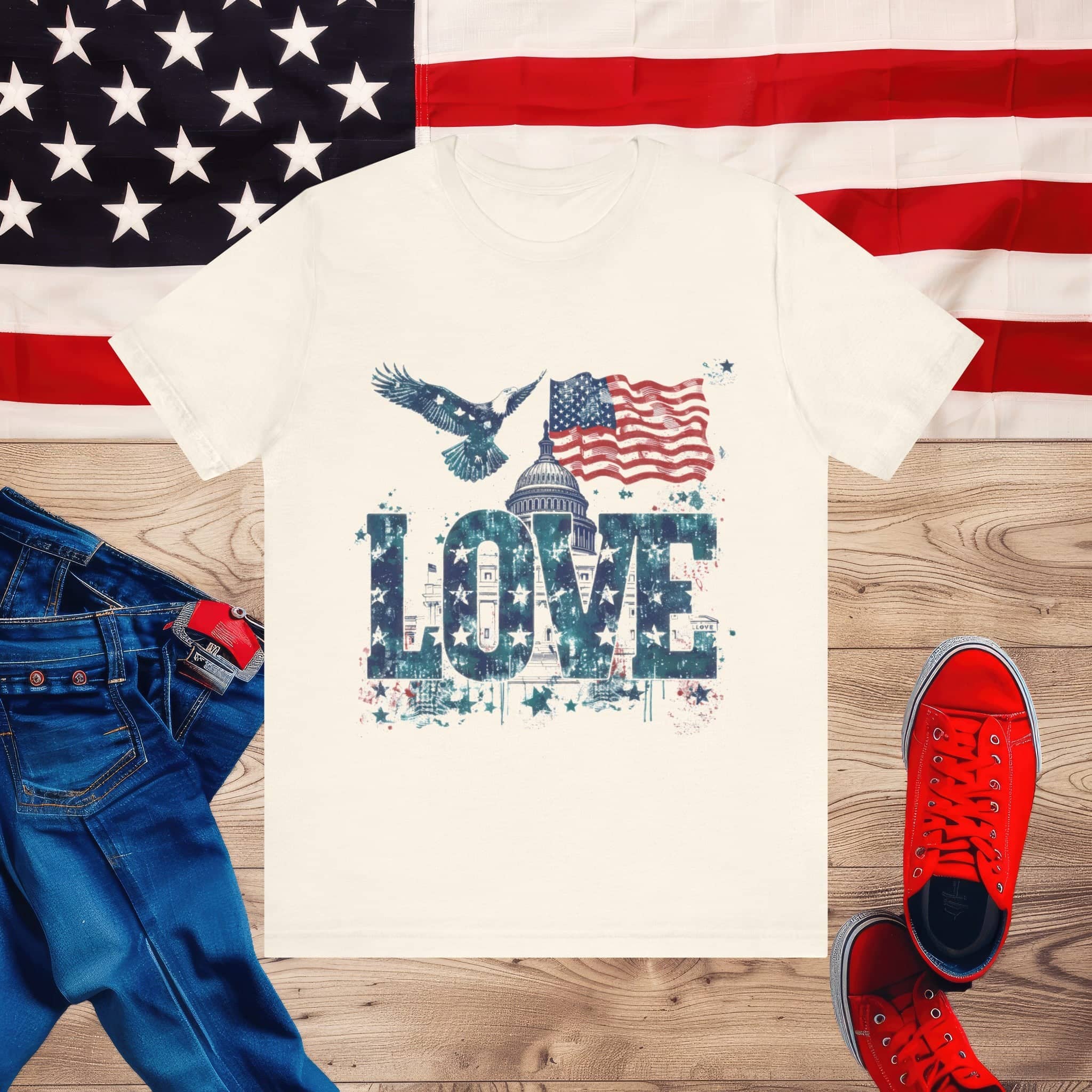 Patriotic Love Tee Unisex Jersey Short Sleeve Tee
