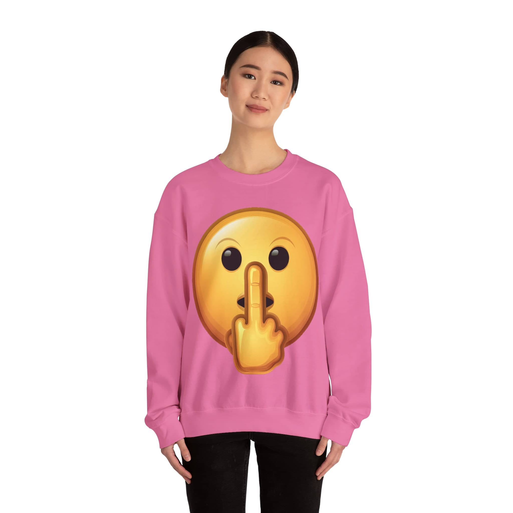 Middle Finger FU Shh Silent Protest Emoji Unisex Heavy Blend™ Crewneck Sweatshirt