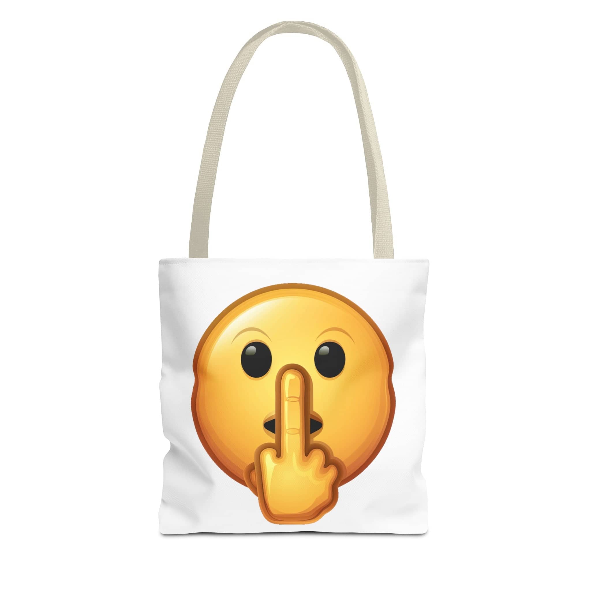 Middle Finger FU Shh Silent Protest Emoji Tote Bag (AOP)