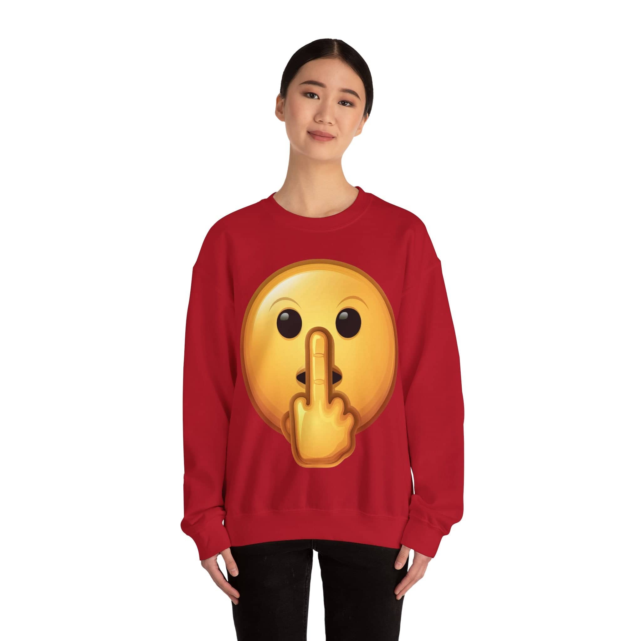 Middle Finger FU Shh Silent Protest Emoji Unisex Heavy Blend™ Crewneck Sweatshirt