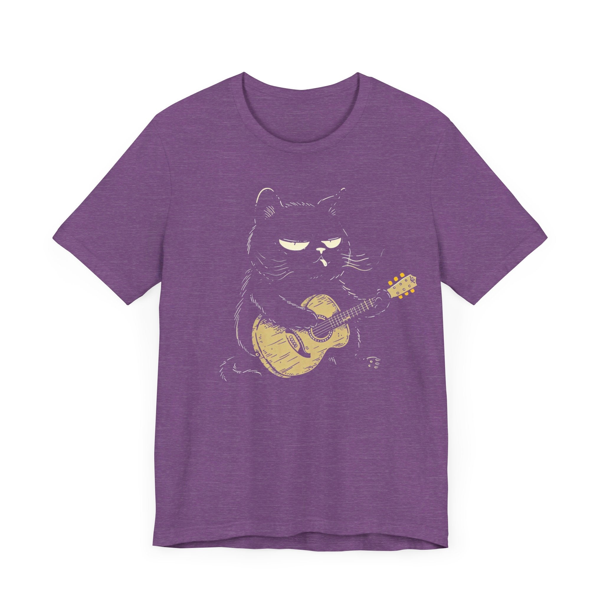 Grumpy Guitar Cat T-Shirt - Cool Cat Playing Guitar Design