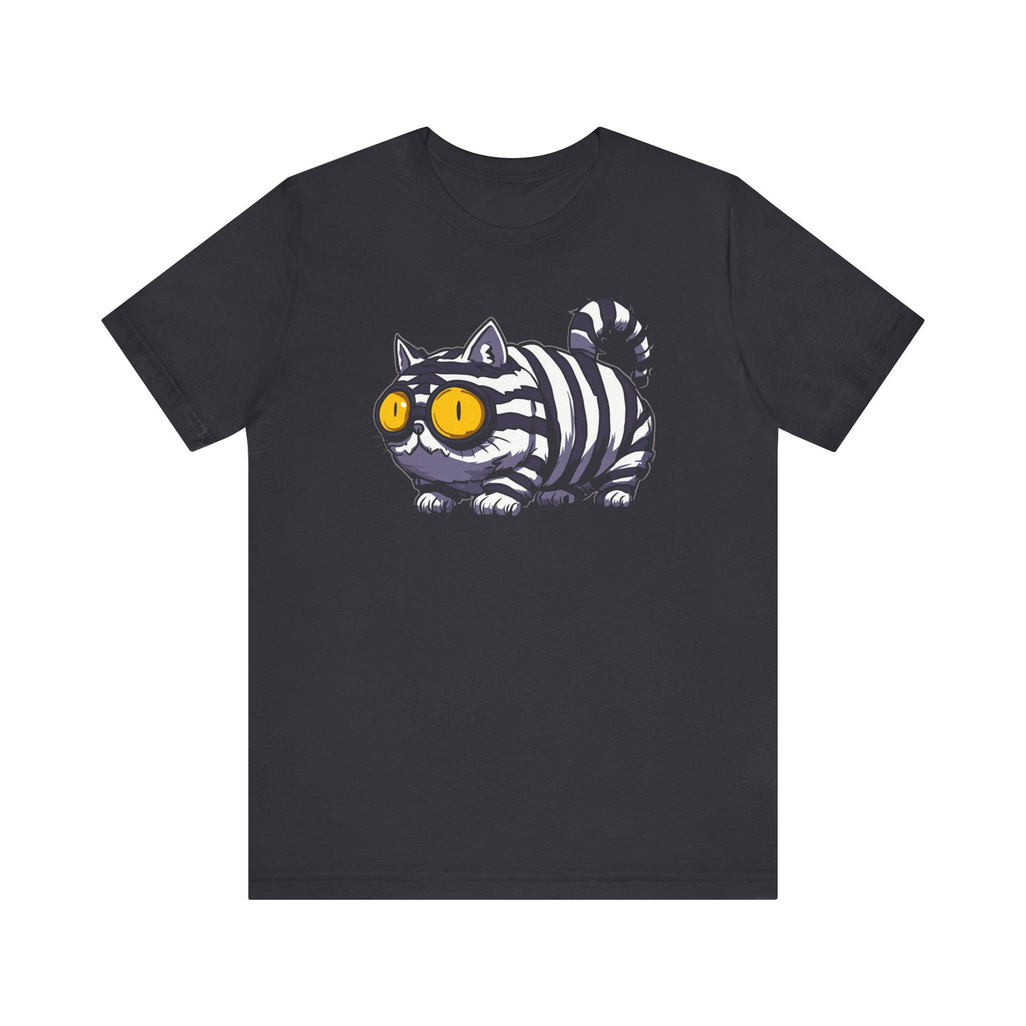 Striped Cat with Glasses T-Shirt Funny Cartoon Design