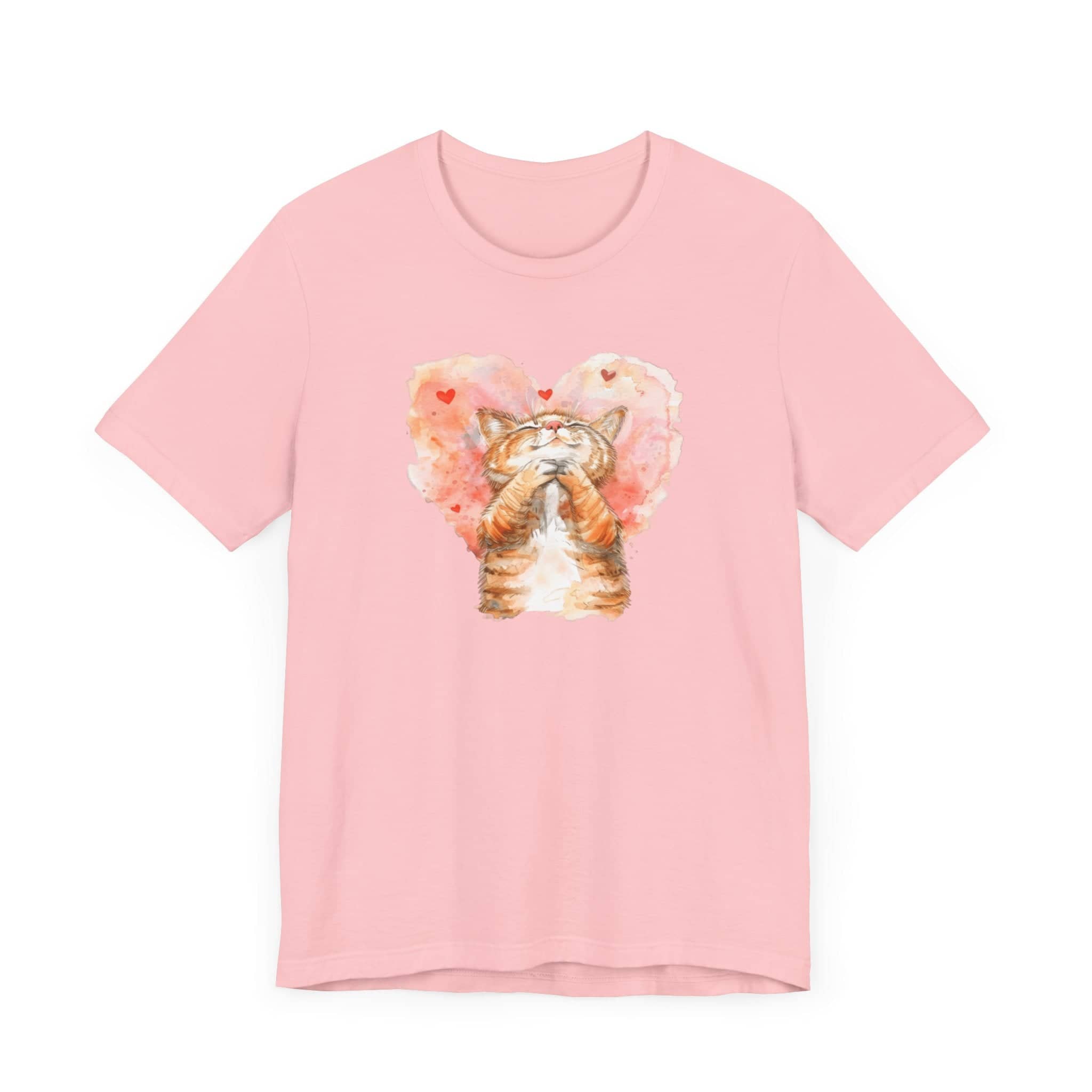Love Whiskers Tee - Watercolor Heart & Cat T-Shirt