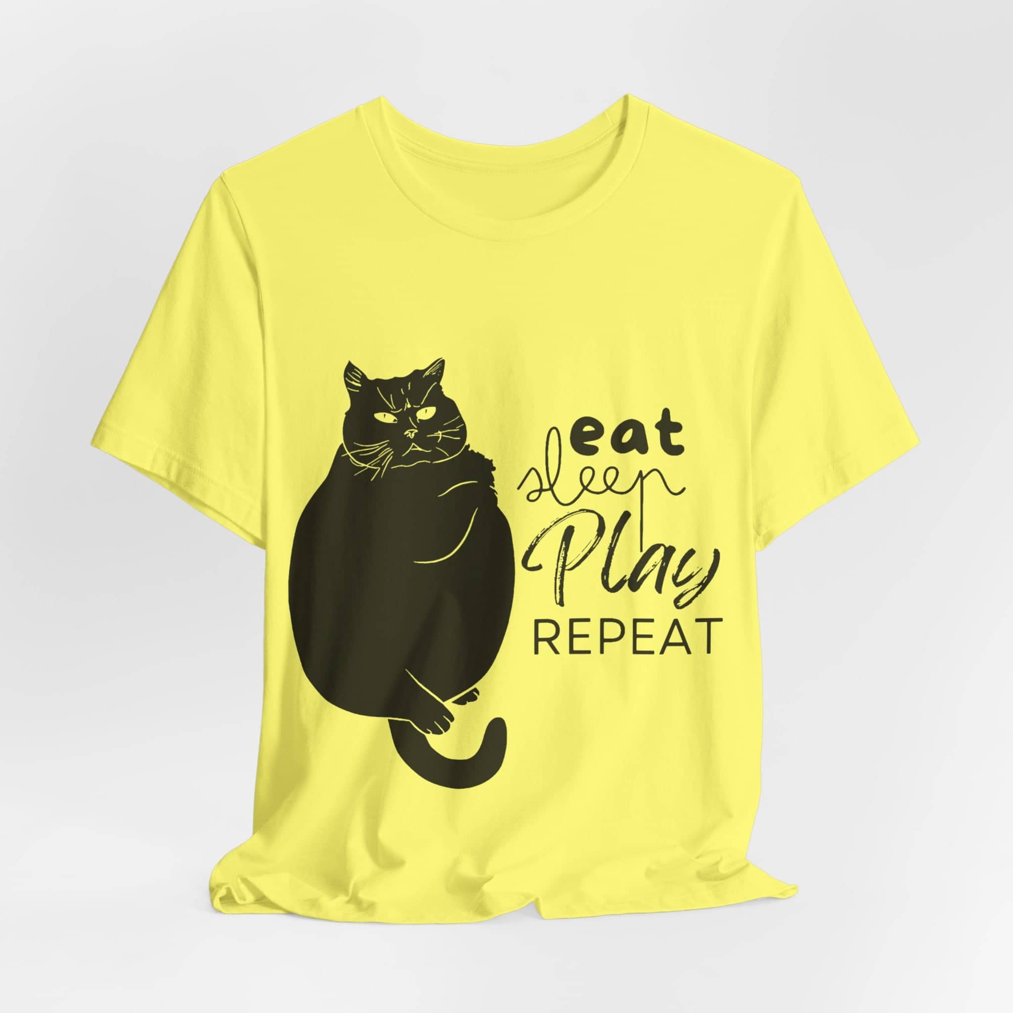 Cat's Daily Mantra - 'Eat Sleep Play Repeat' Casual T-Shirt Unisex Jersey Short Sleeve Tee