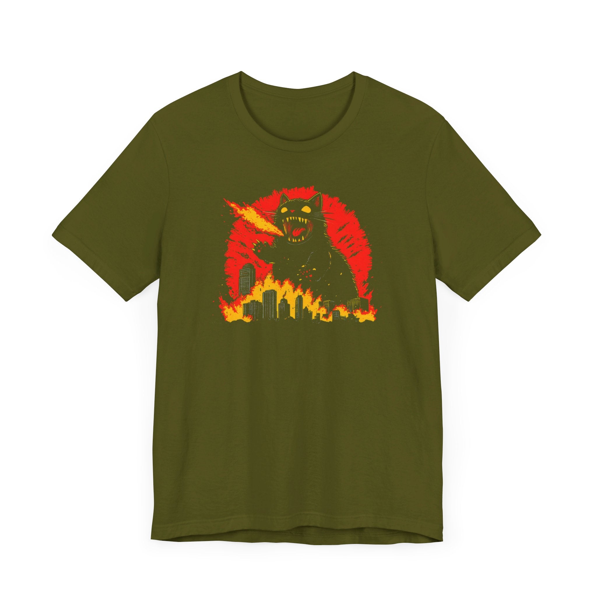 Catzilla Firestorm T-Shirt Fierce Cat Flame Attack Design