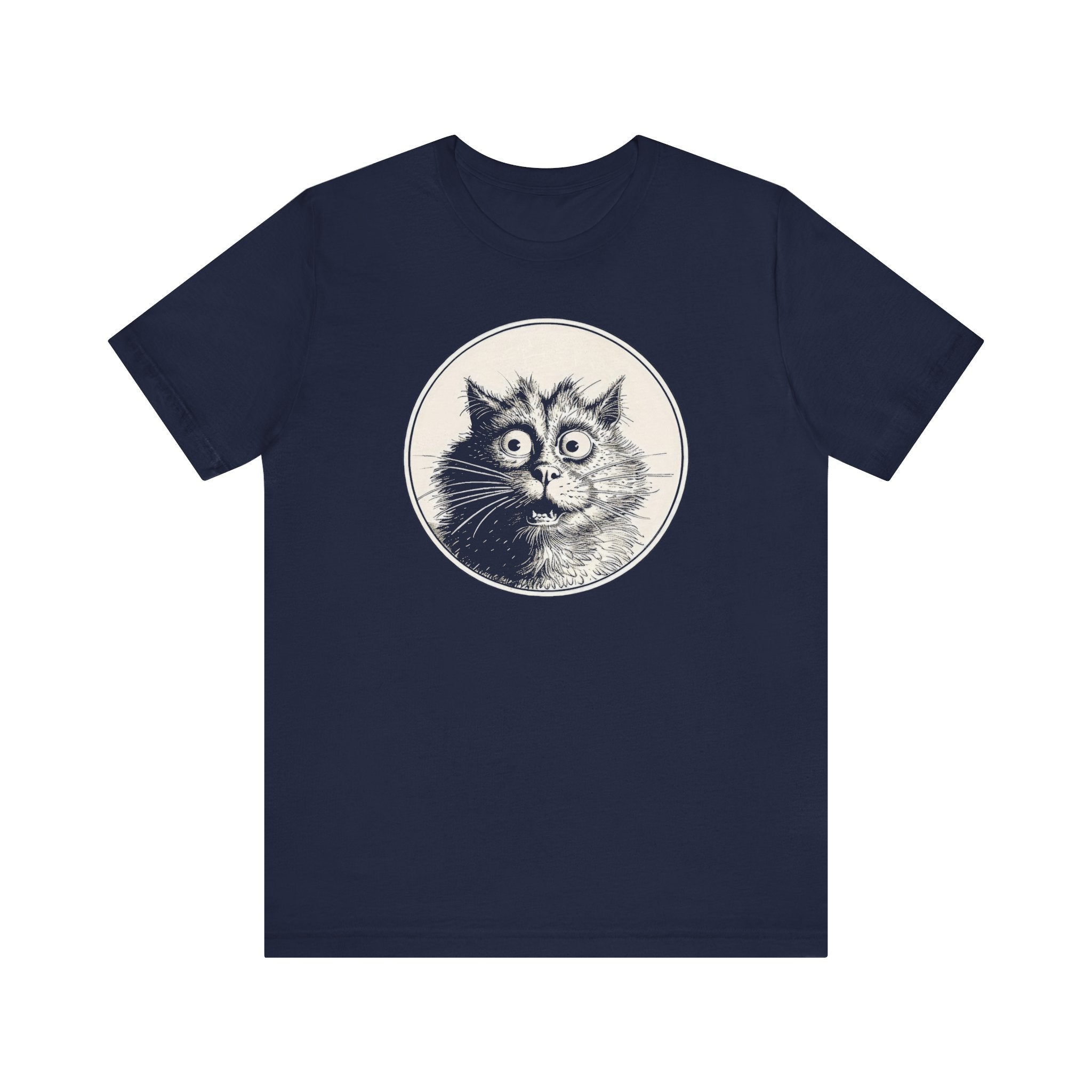 Surprised Cat Graphic Tee – Vintage Style Cat Lover Shirt