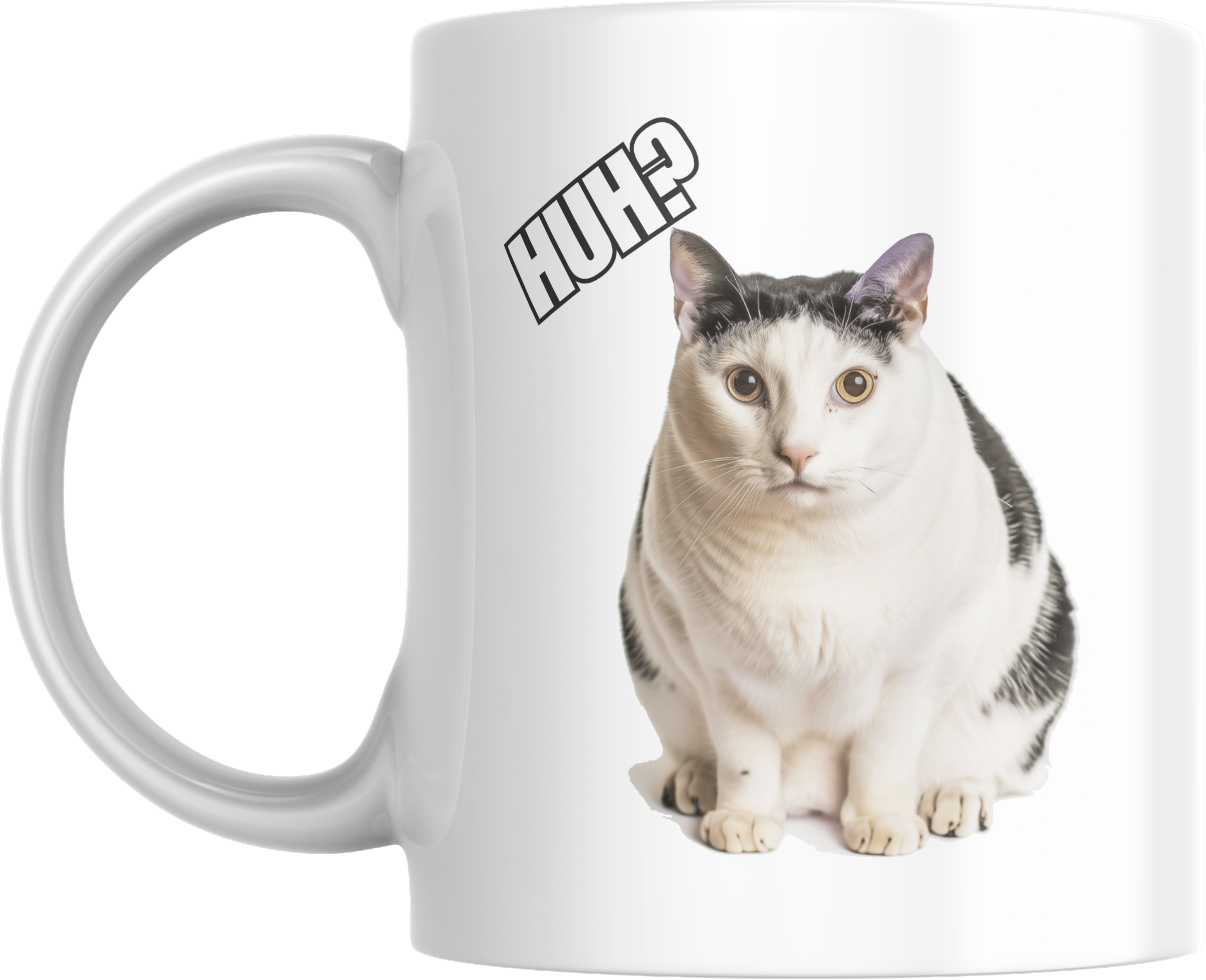HUH Cat Meme 11oz White Mug