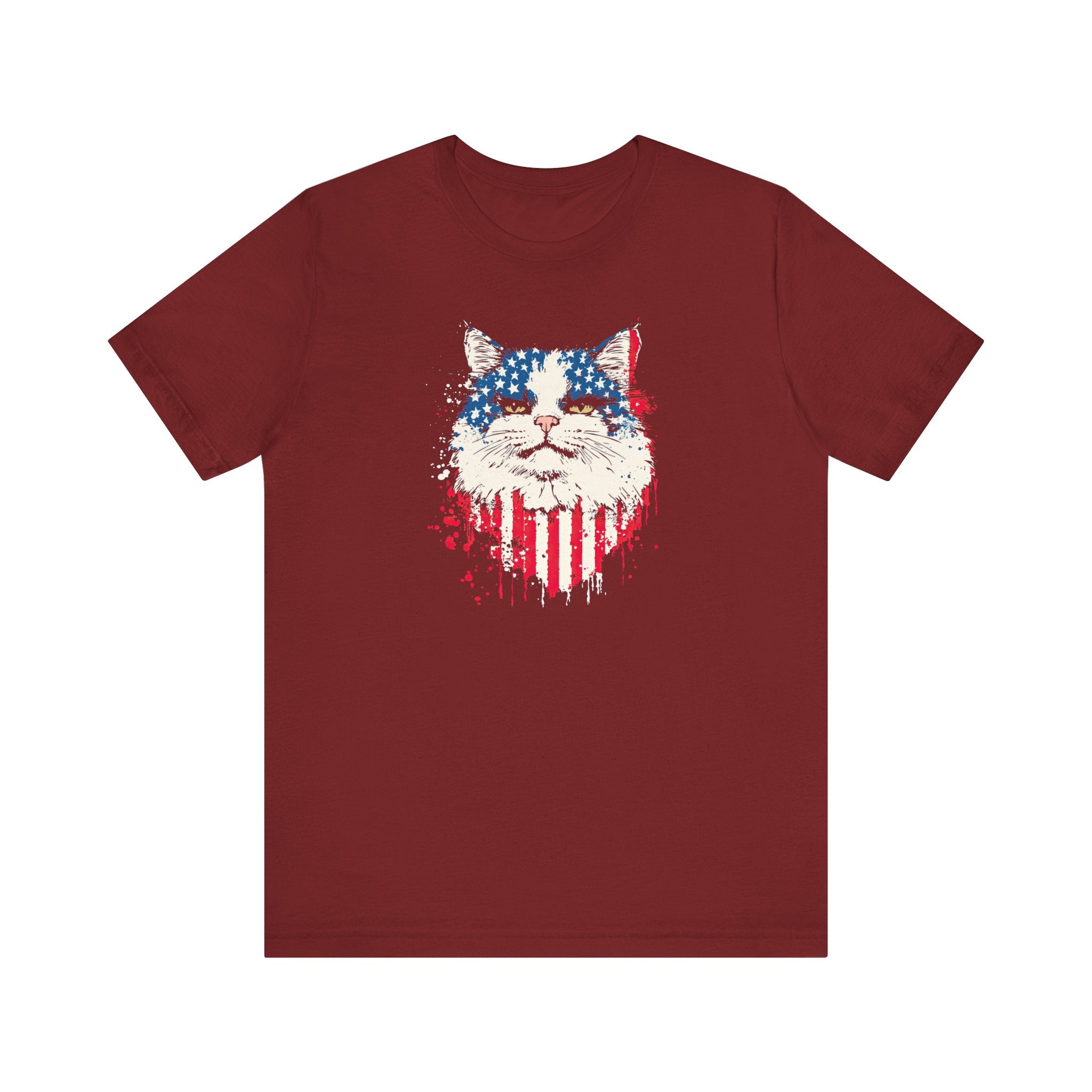 American Flag Cat Face T-Shirt – Patriotic Cat Lover Tee