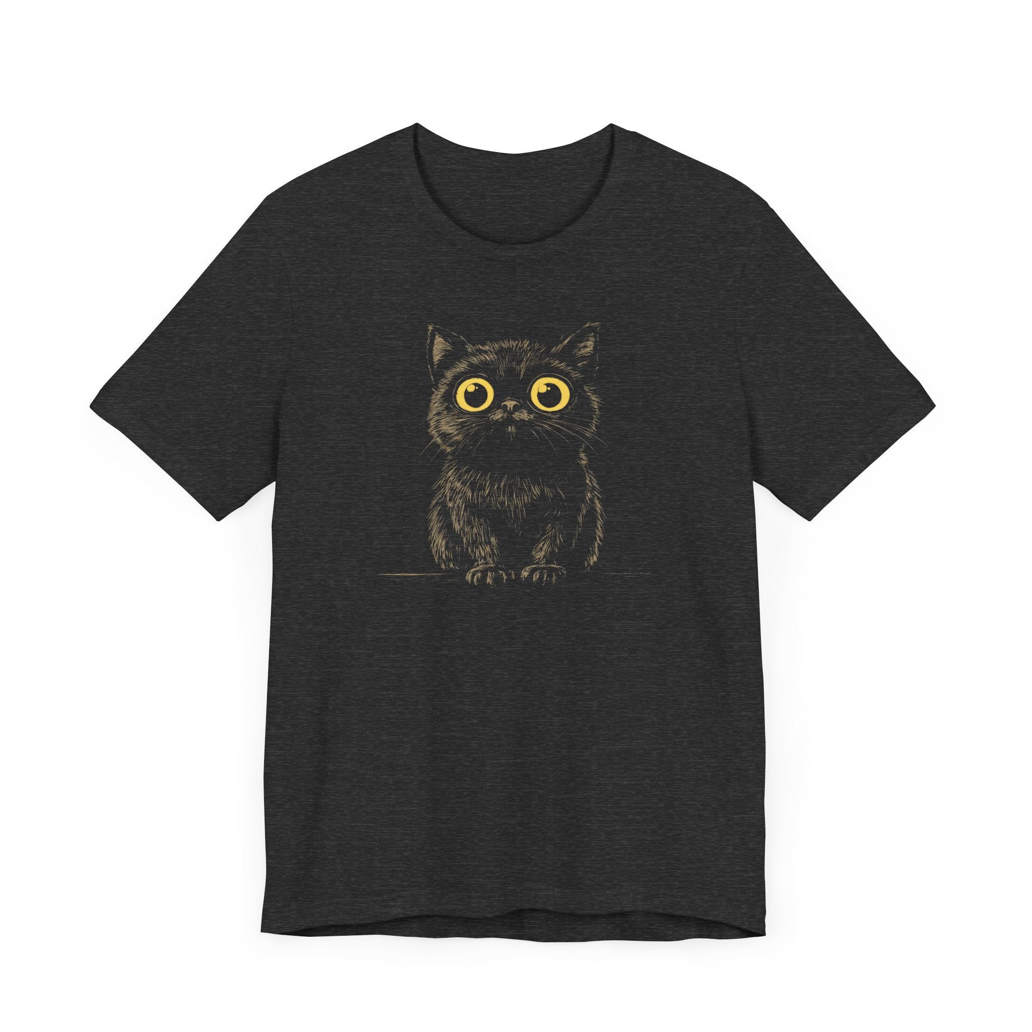Cute Wide-Eyed Black Cat Graphic Tee