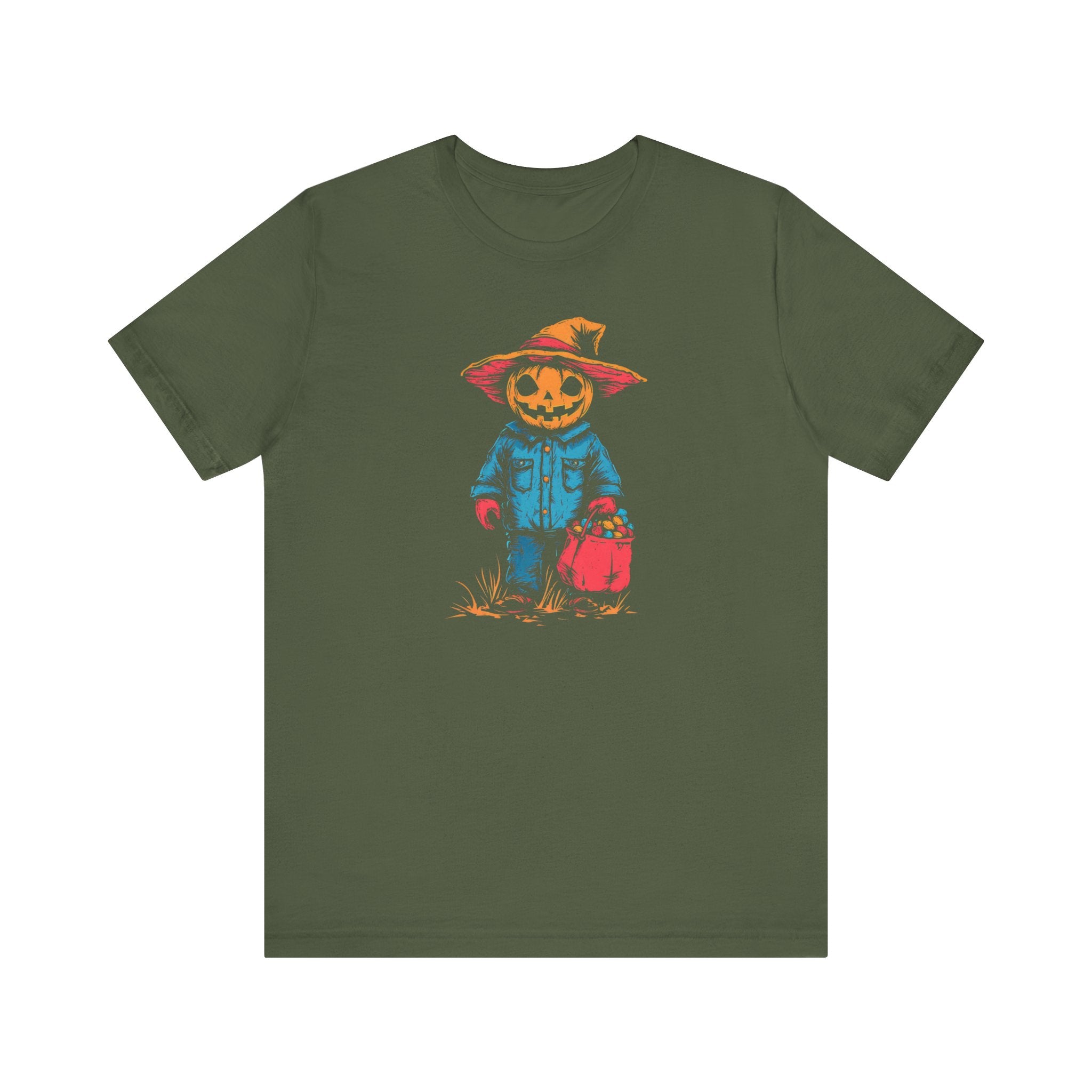 Pumpkin Scarecrow Halloween Graphic Tee – Spooky Trick-or-Treat Shirt