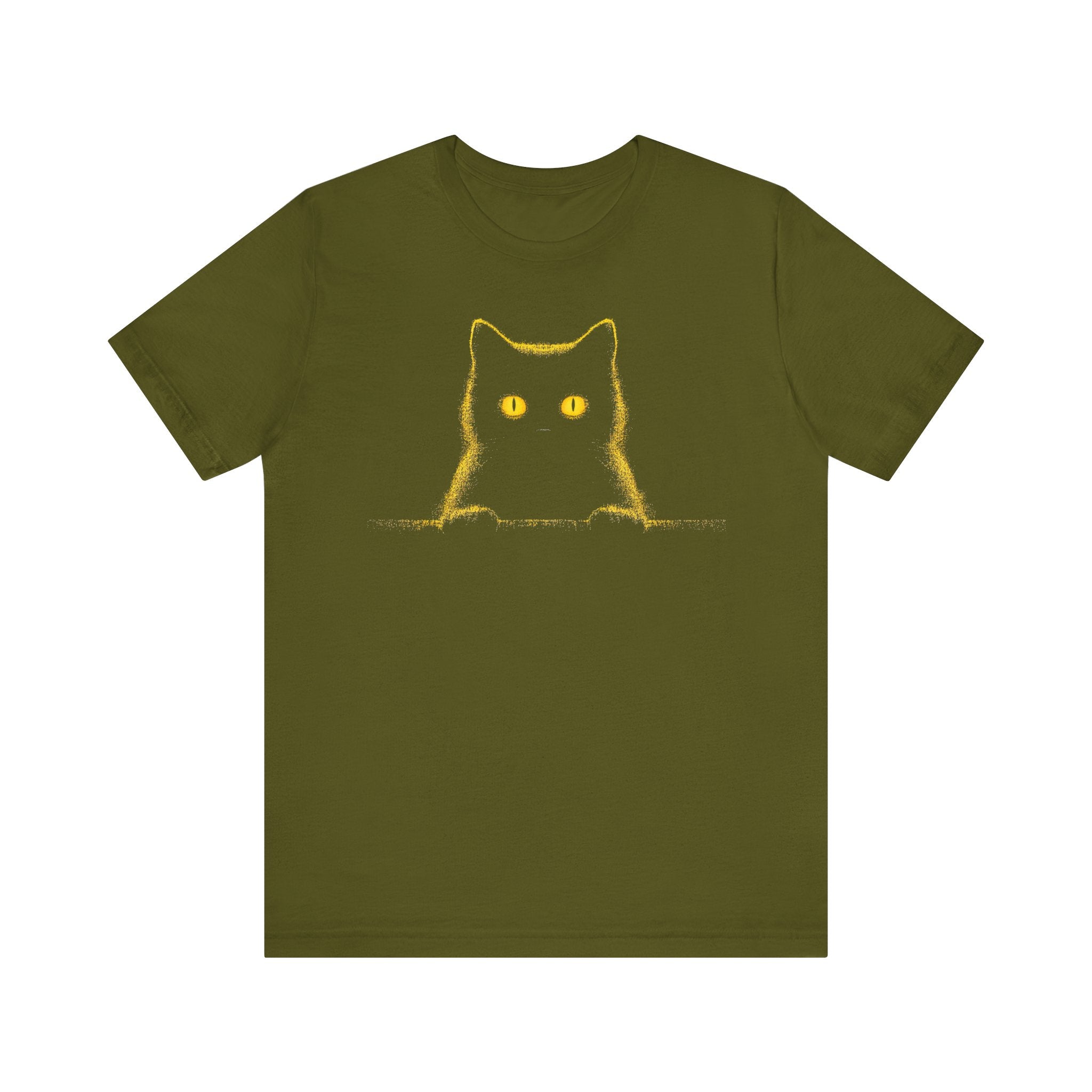 Glowing Eyes Black Cat Graphic Tee – Mysterious Feline Lover Shirt