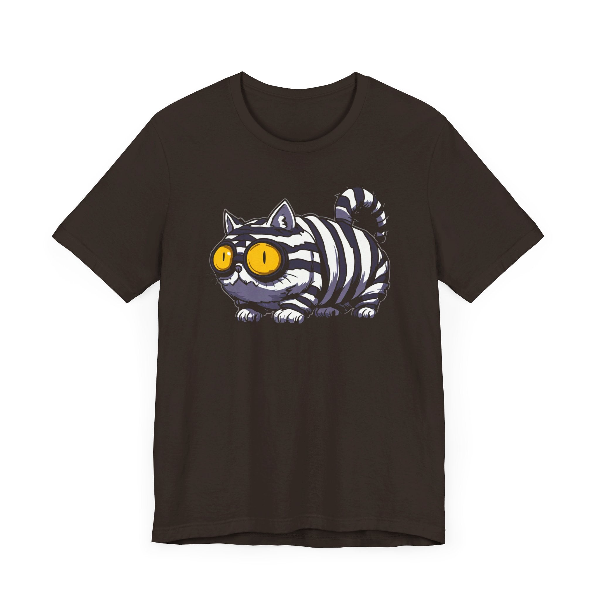 Striped Cat with Glasses T-Shirt Funny Cartoon Design