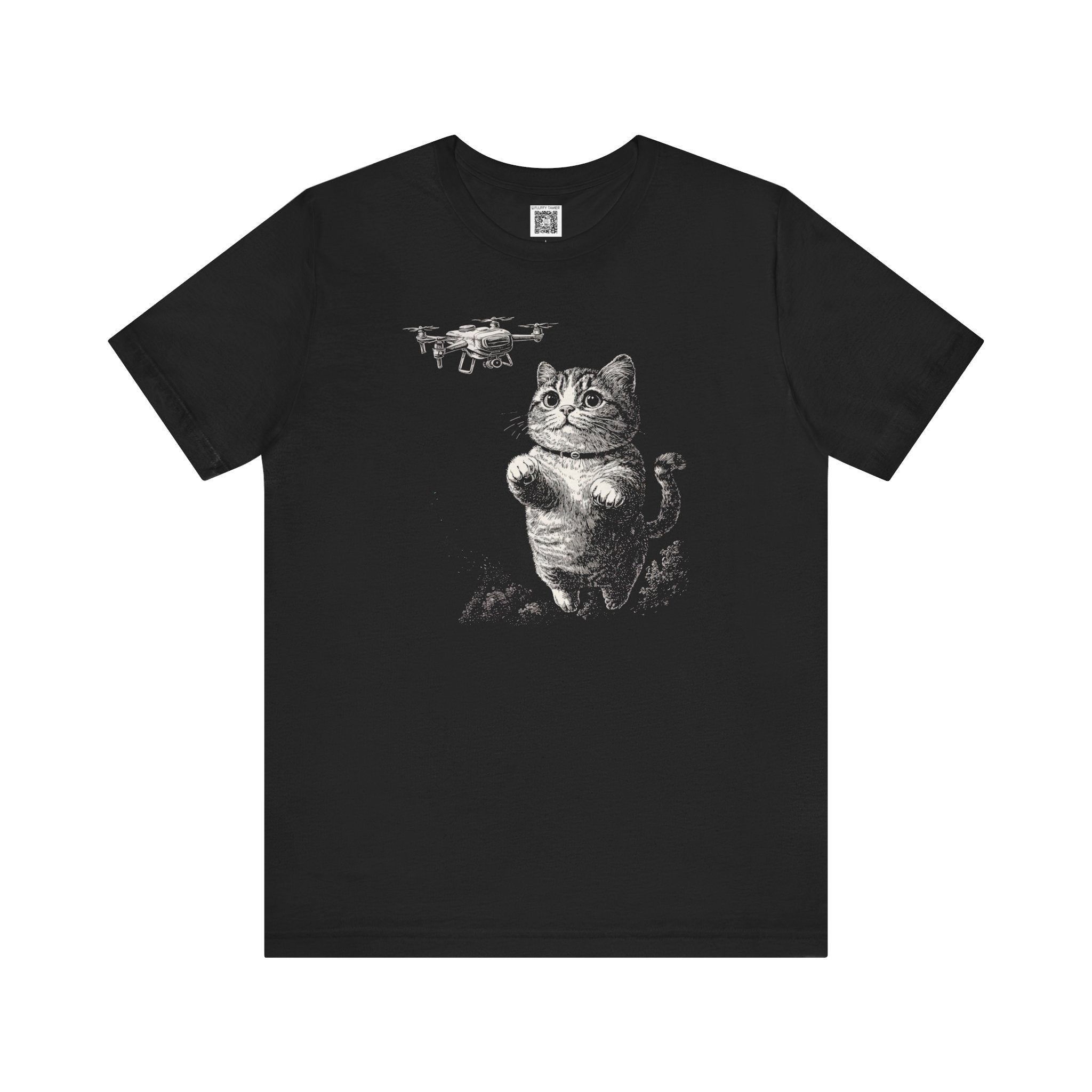 Whimsical Cat and Drone T-Shirt