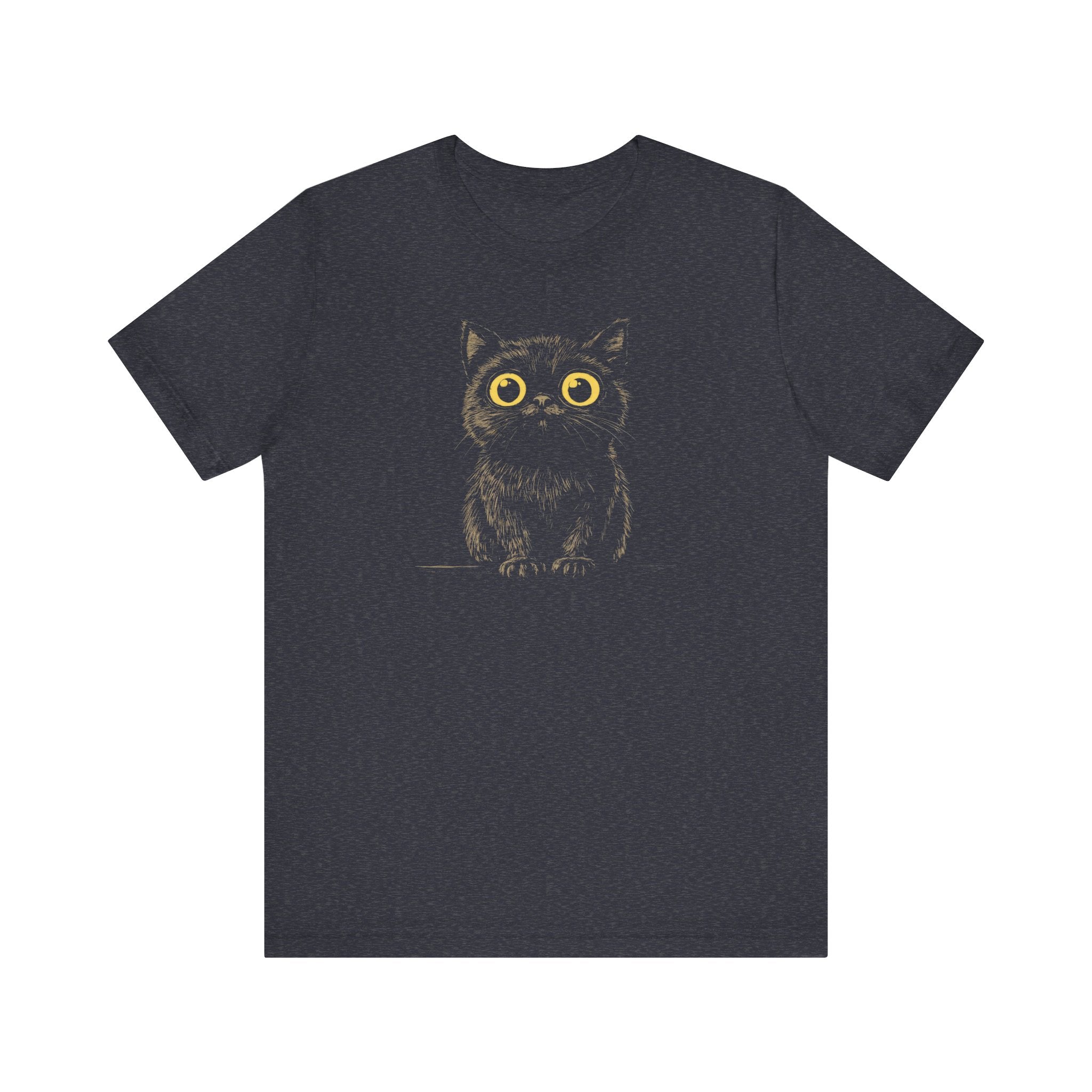 Cute Wide-Eyed Black Cat Graphic Tee