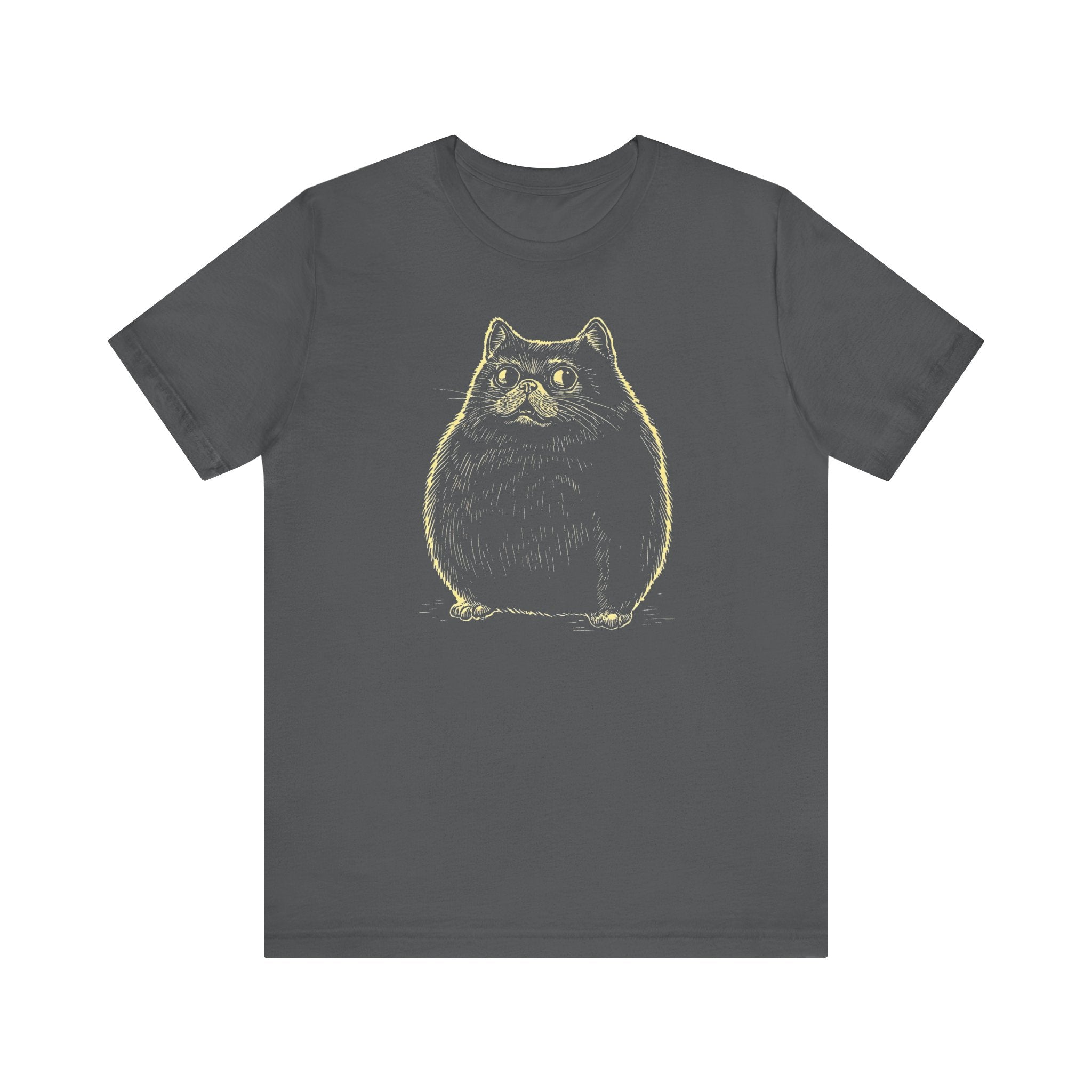 Chubby Black Cat Illustration T-Shirt