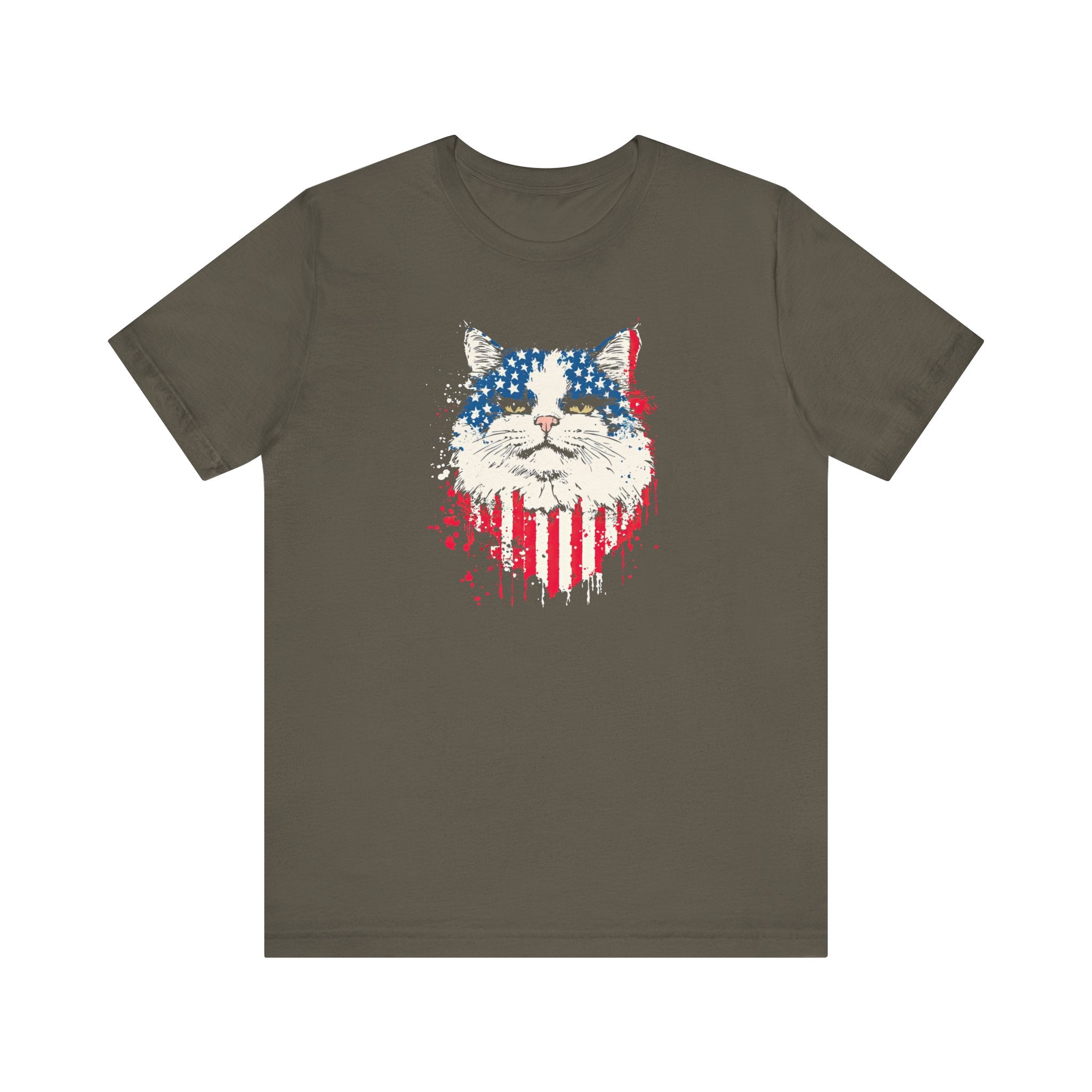 American Flag Cat Face T-Shirt – Patriotic Cat Lover Tee