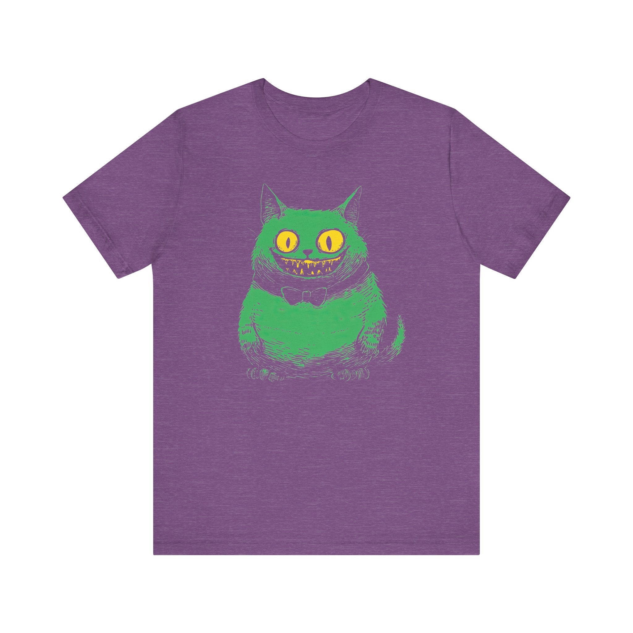 Cheshire Cat T-Shirt - Creepy Green Grinning Cat Design